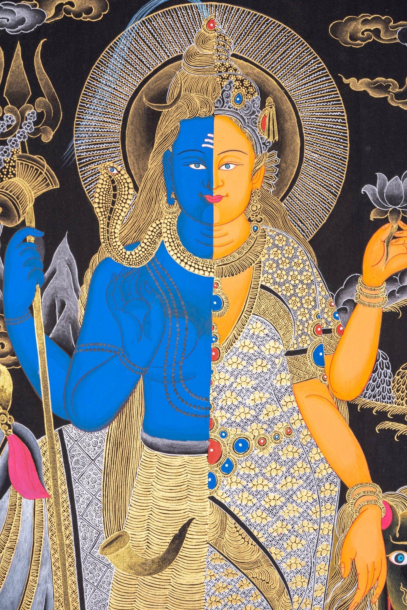 Lord Shiva & Parbati Thangka Painting