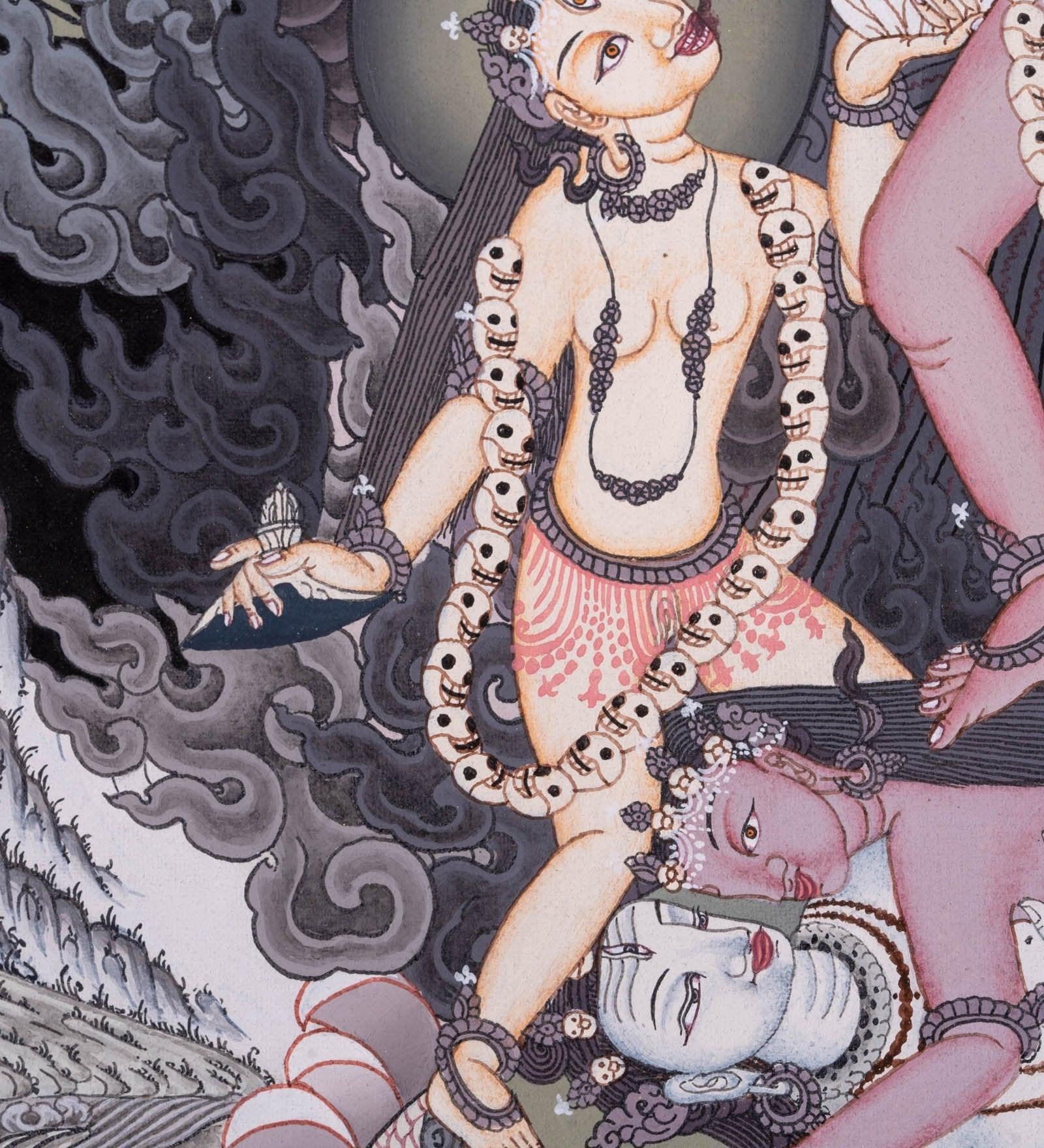 Chinnamasta Thangka painting Newari piece of art- Wrathful deity.