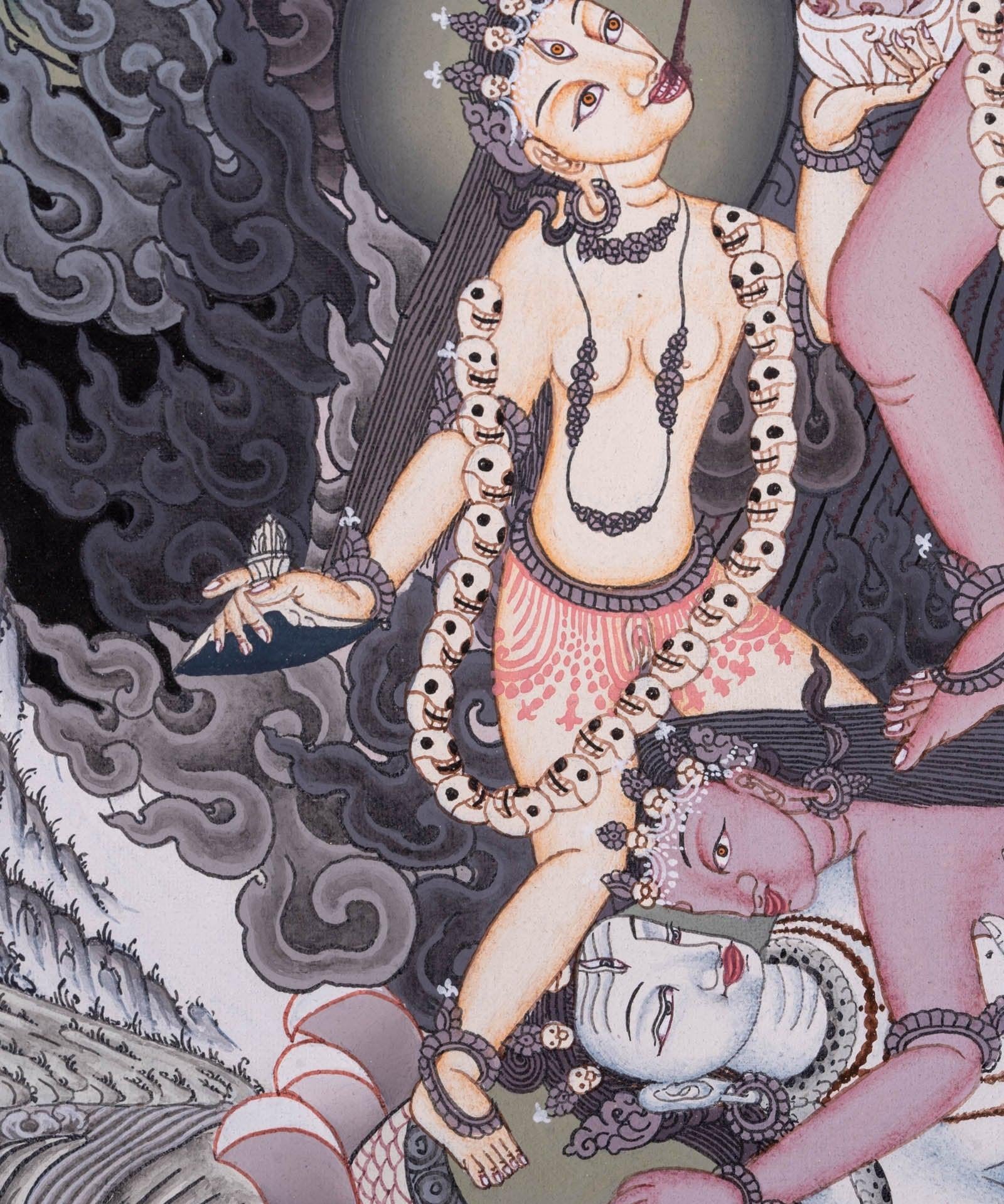 Chinnamasta Thangka painting Newari piece of art- Wrathful deity.