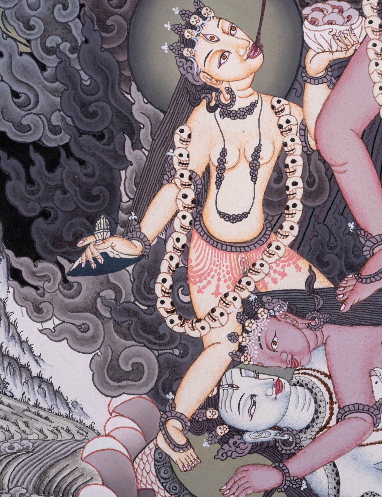 Chinnamasta Thangka painting Newari piece of art- Wrathful deity.