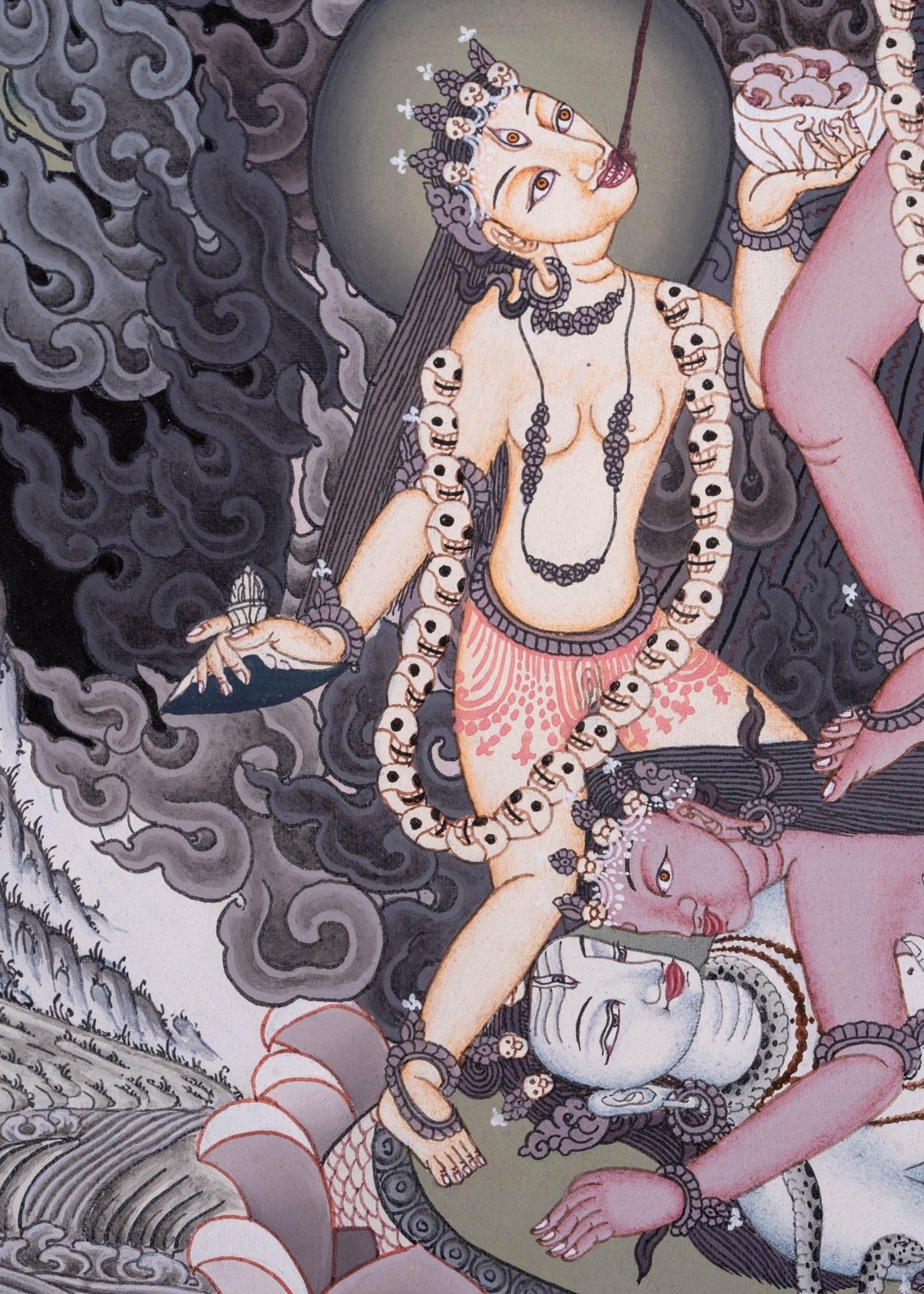 Chinnamasta Thangka painting Newari piece of art- Wrathful deity.