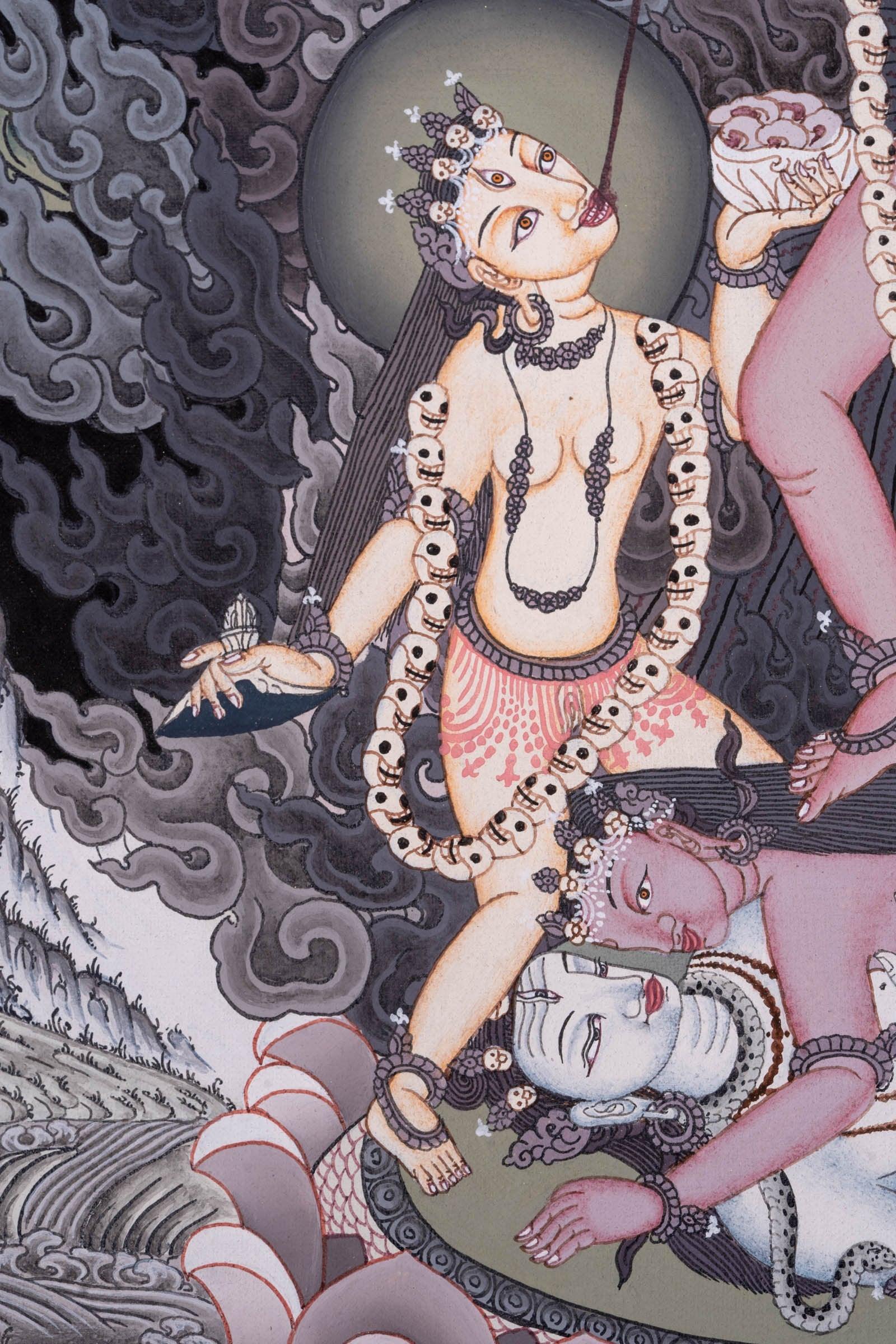 Chinnamasta Thangka painting Newari piece of art- Wrathful deity.
