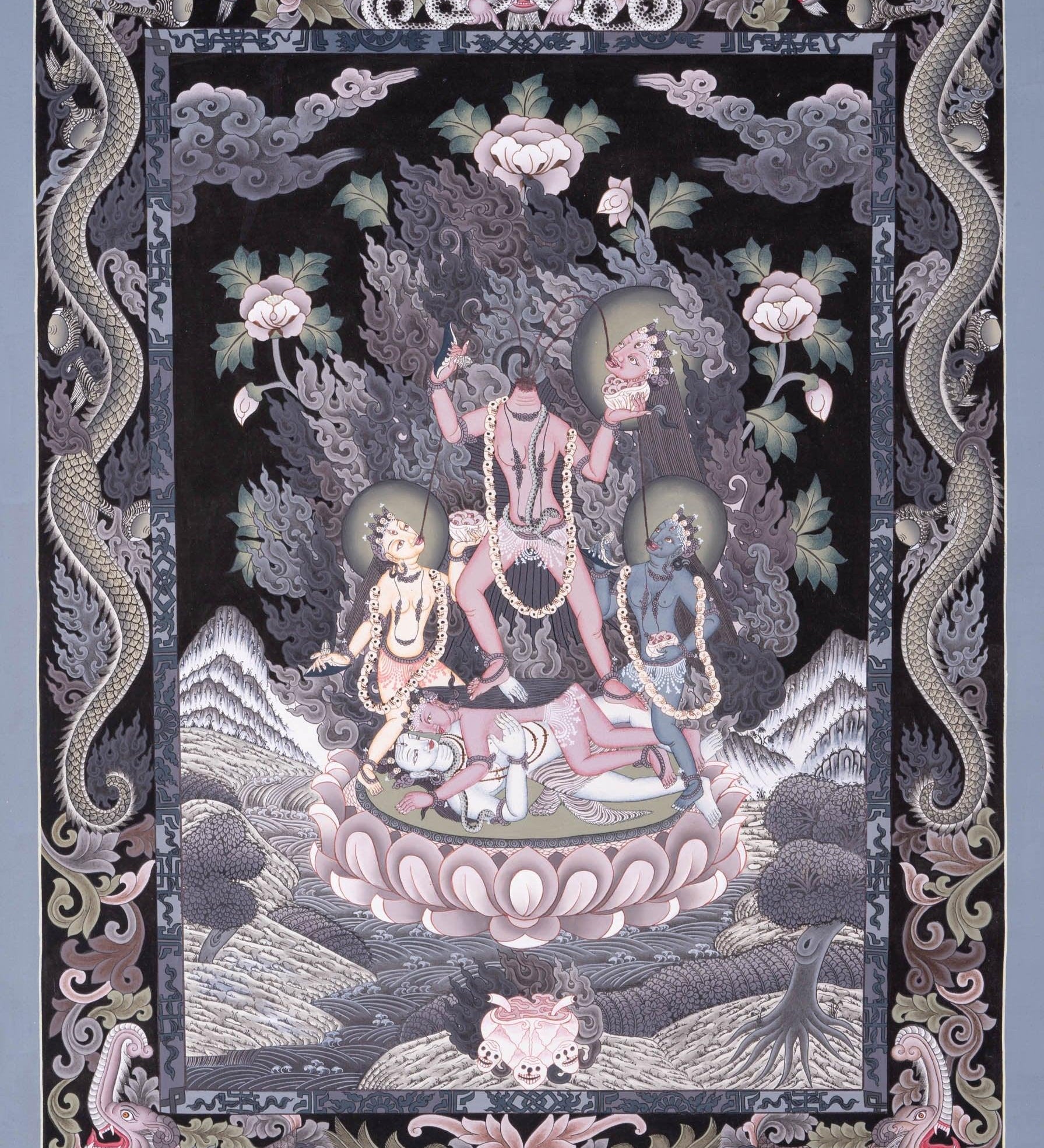 Chinnamasta Thangka painting Newari piece of art- Wrathful deity.