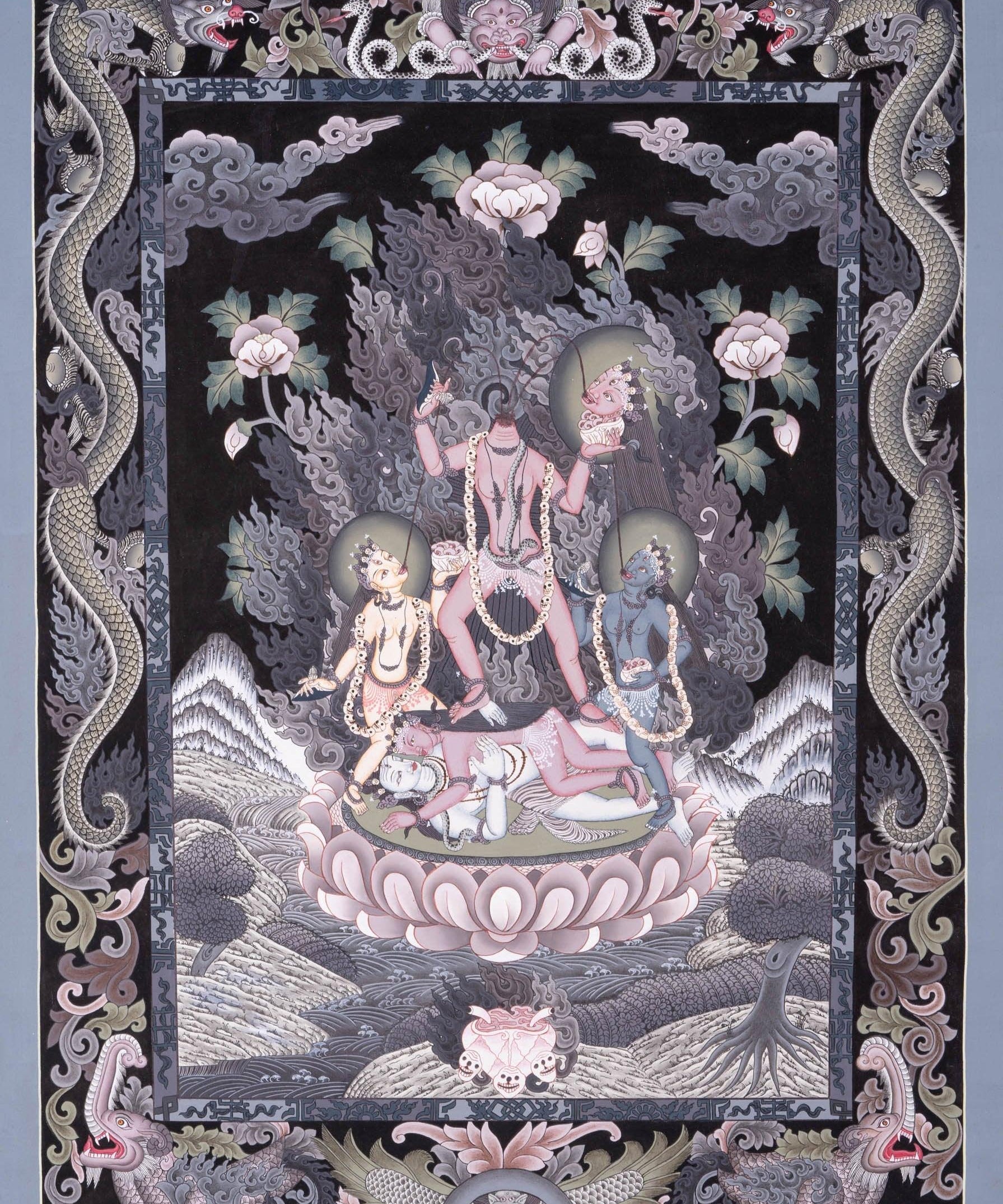 Chinnamasta Thangka painting Newari piece of art- Wrathful deity.