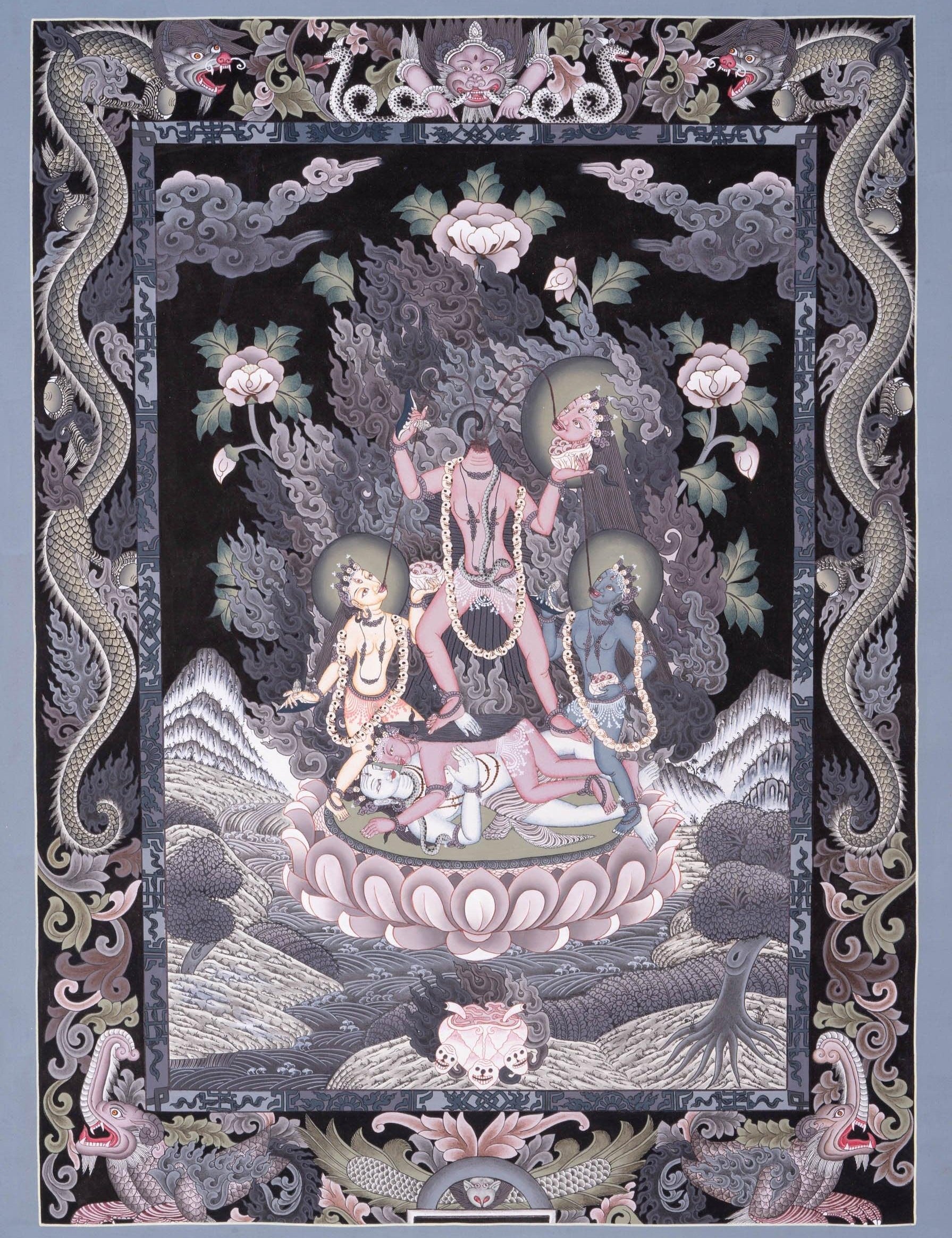 Chinnamasta Thangka painting Newari piece of art- Wrathful deity.