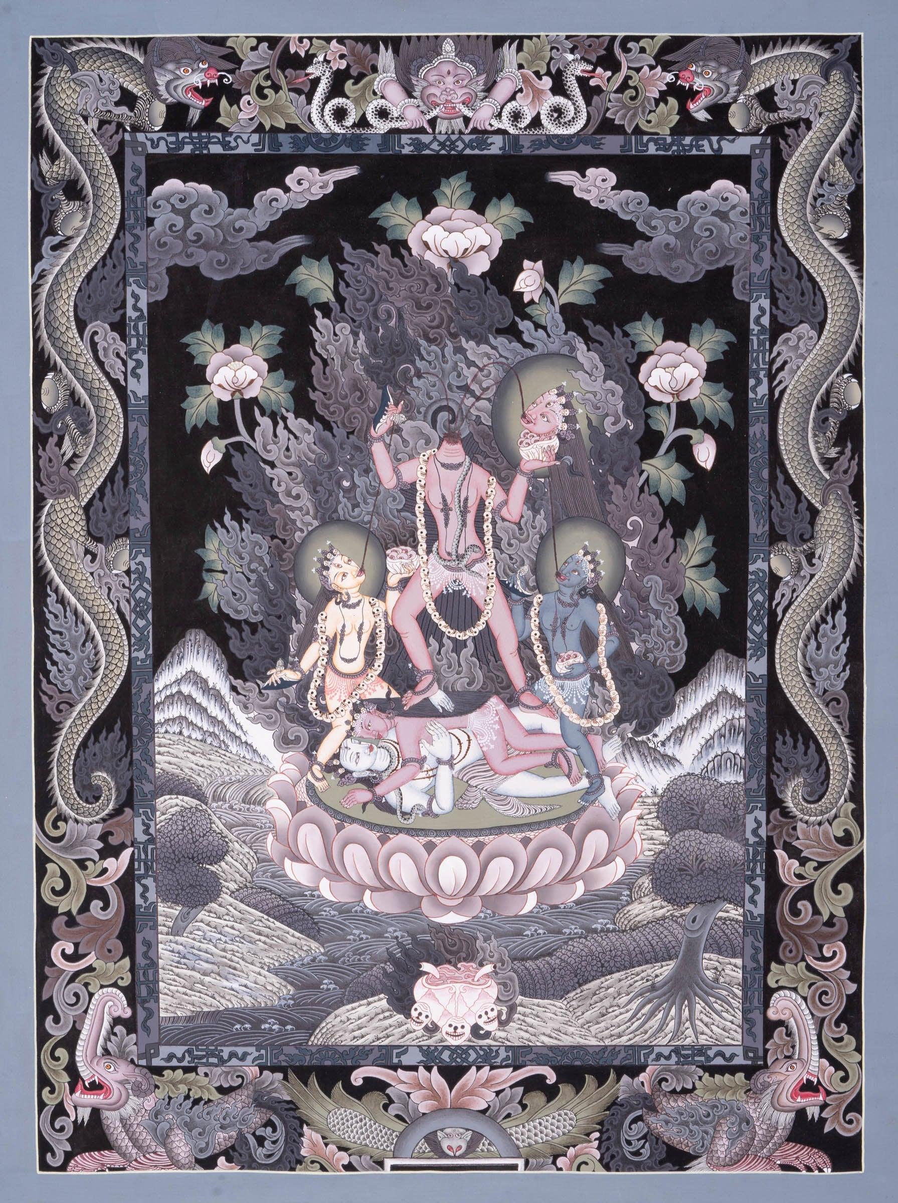 Chinnamasta Thangka painting Newari piece of art- Wrathful deity.