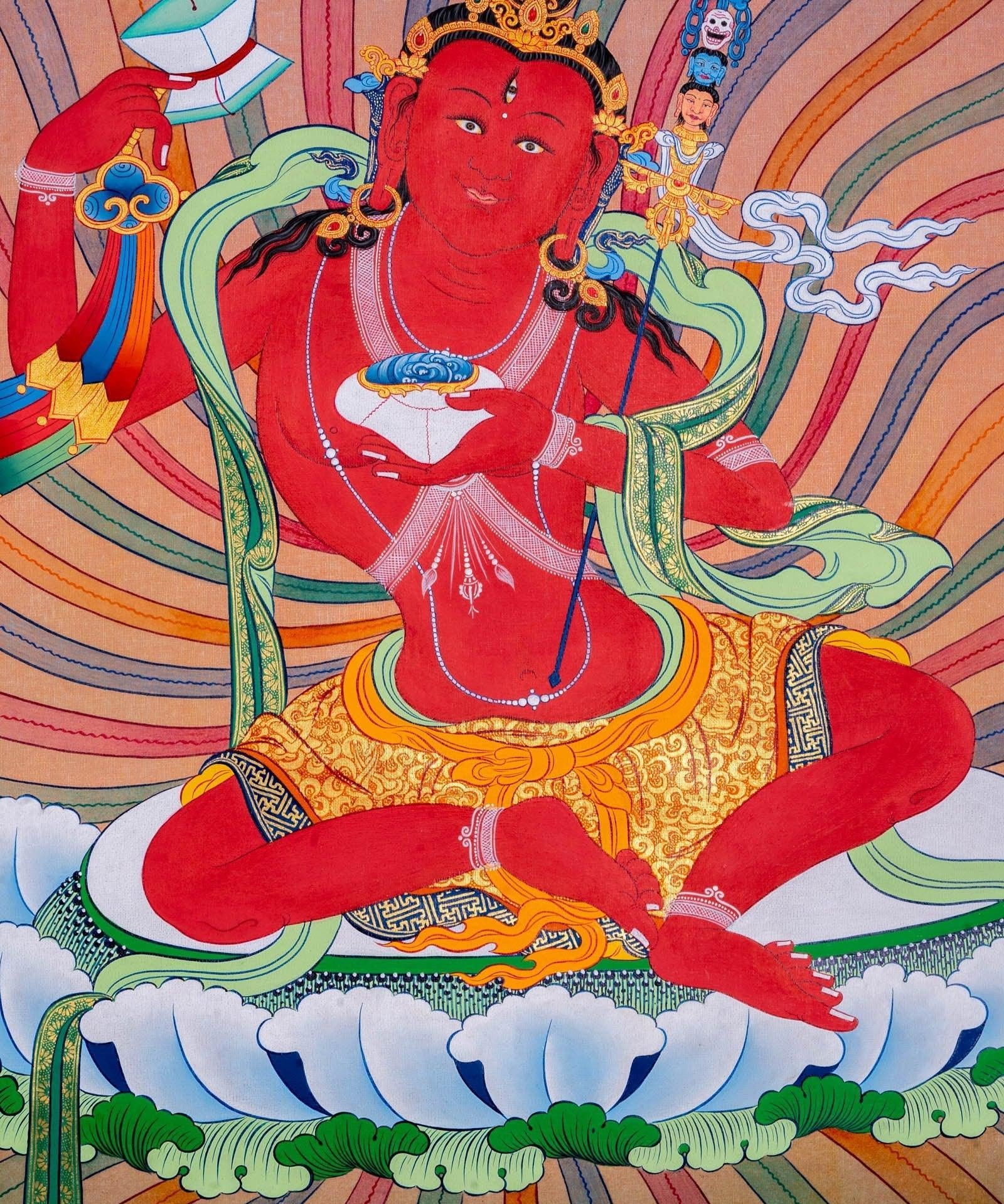 Red Guru Thangka Painting - Himalayas Shop