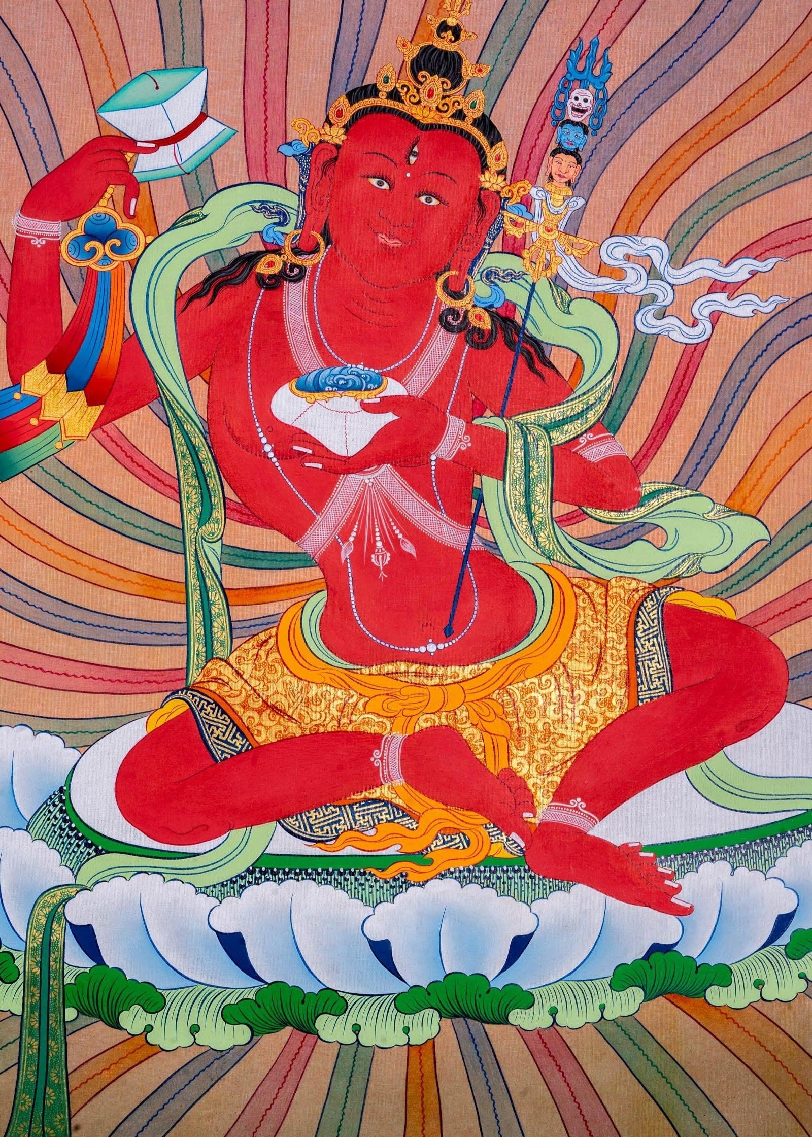 Red Guru Thangka Painting - Himalayas Shop