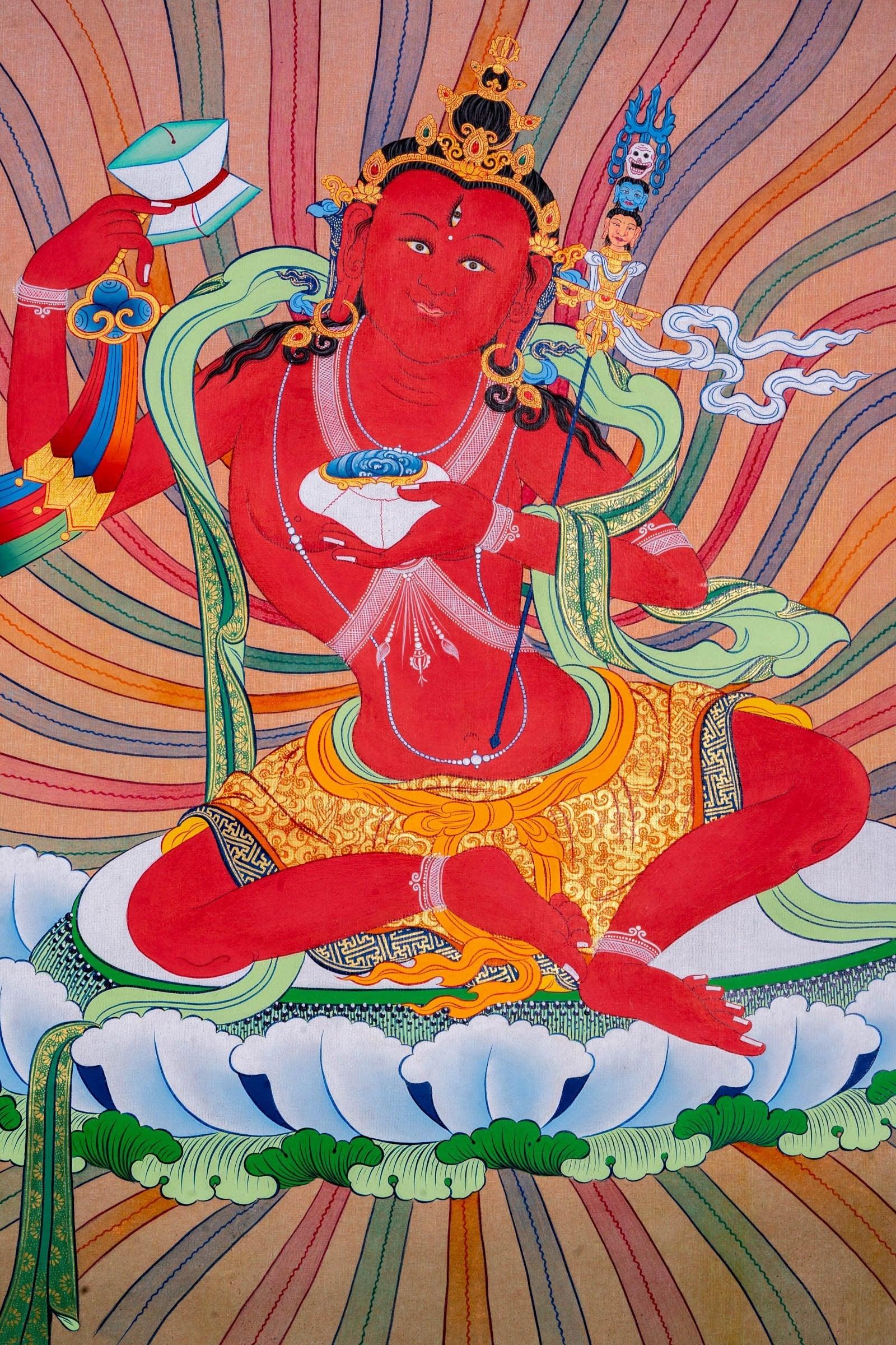 Red Guru Thangka Painting - Himalayas Shop