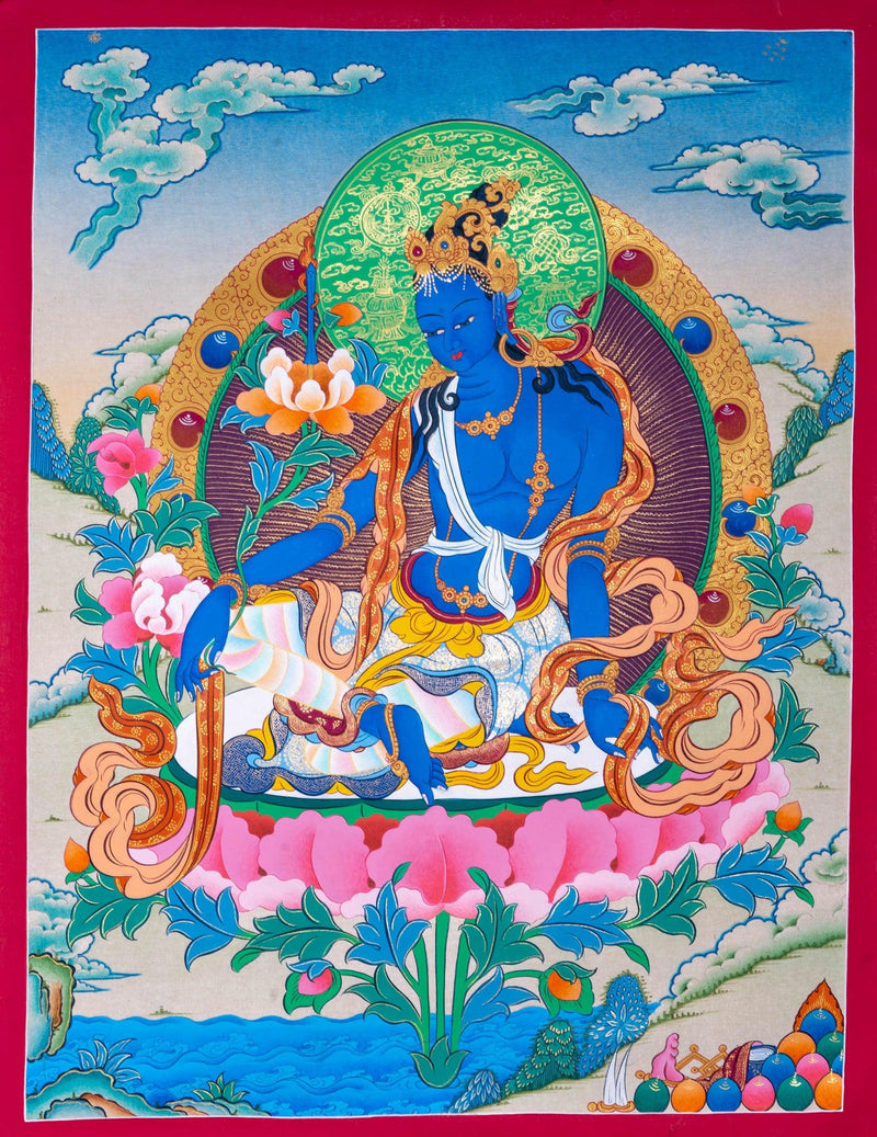 Blue Tara Thangka Painting 