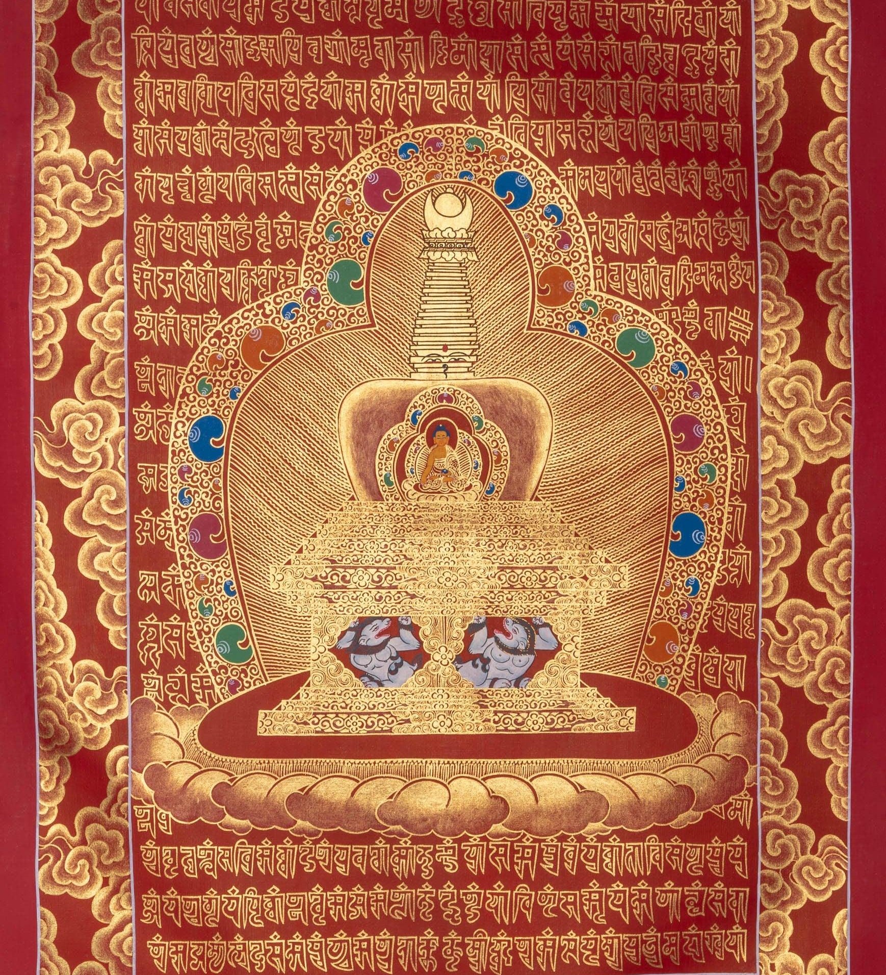 Stupa Mandala Thangka Painting with Shakyamuni Buddha - Himalayas Shop