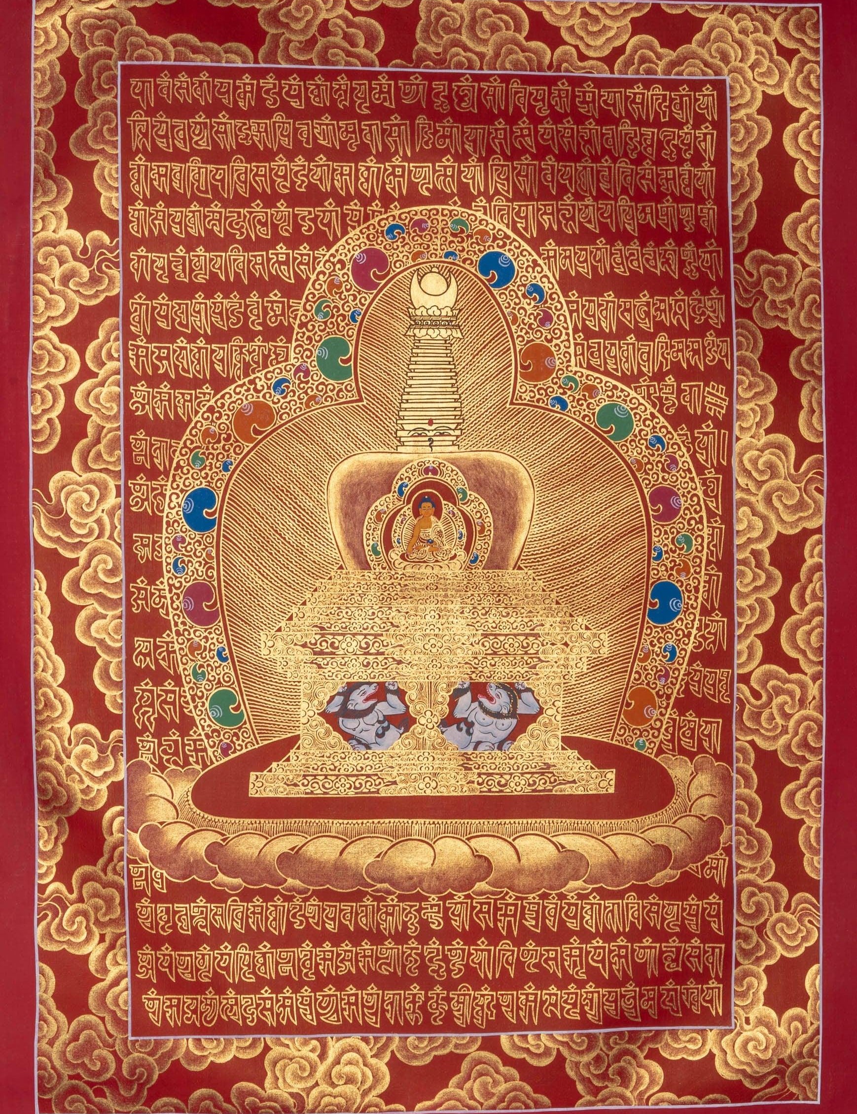 Stupa Mandala Thangka Painting with Shakyamuni Buddha - Himalayas Shop