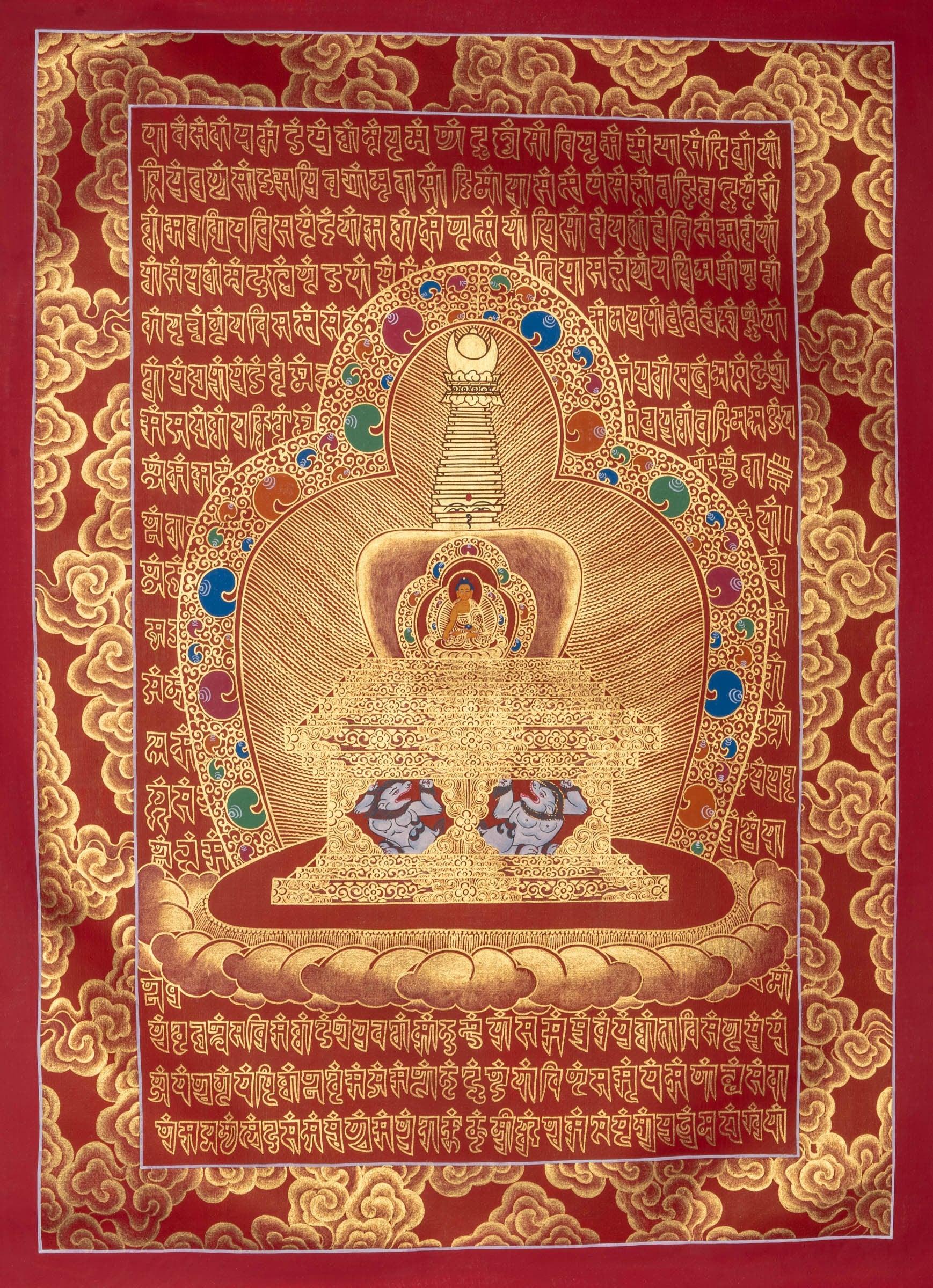 Stupa Mandala Thangka Painting with Shakyamuni Buddha - Himalayas Shop