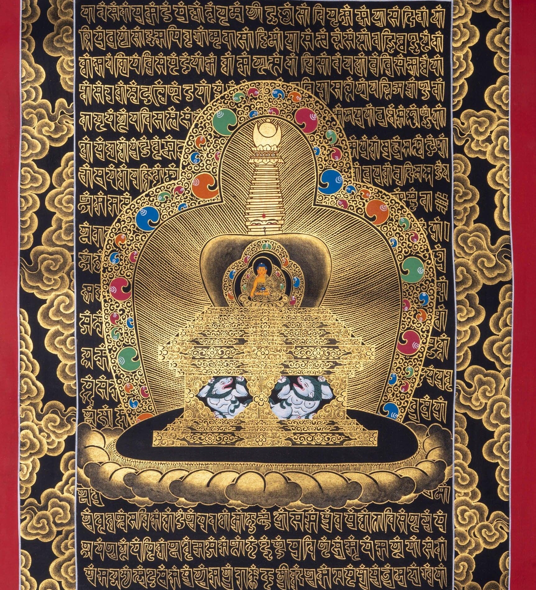 Stupa Mandala Thangka Painting with Shakyamuni Buddha - Himalayas Shop