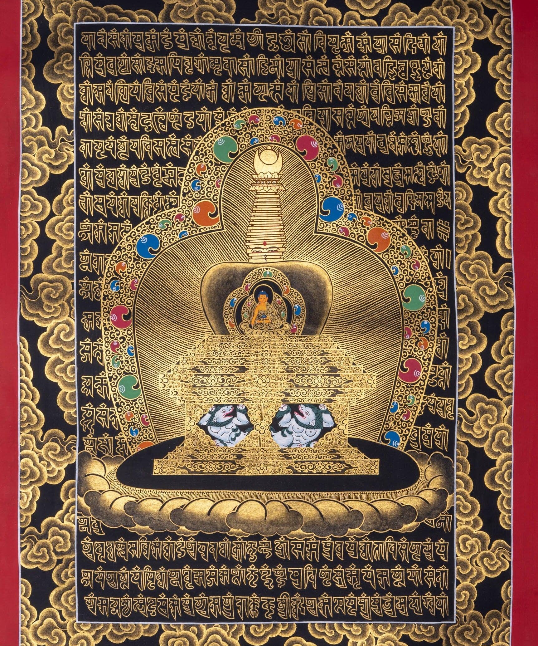 Stupa Mandala Thangka Painting with Shakyamuni Buddha - Himalayas Shop