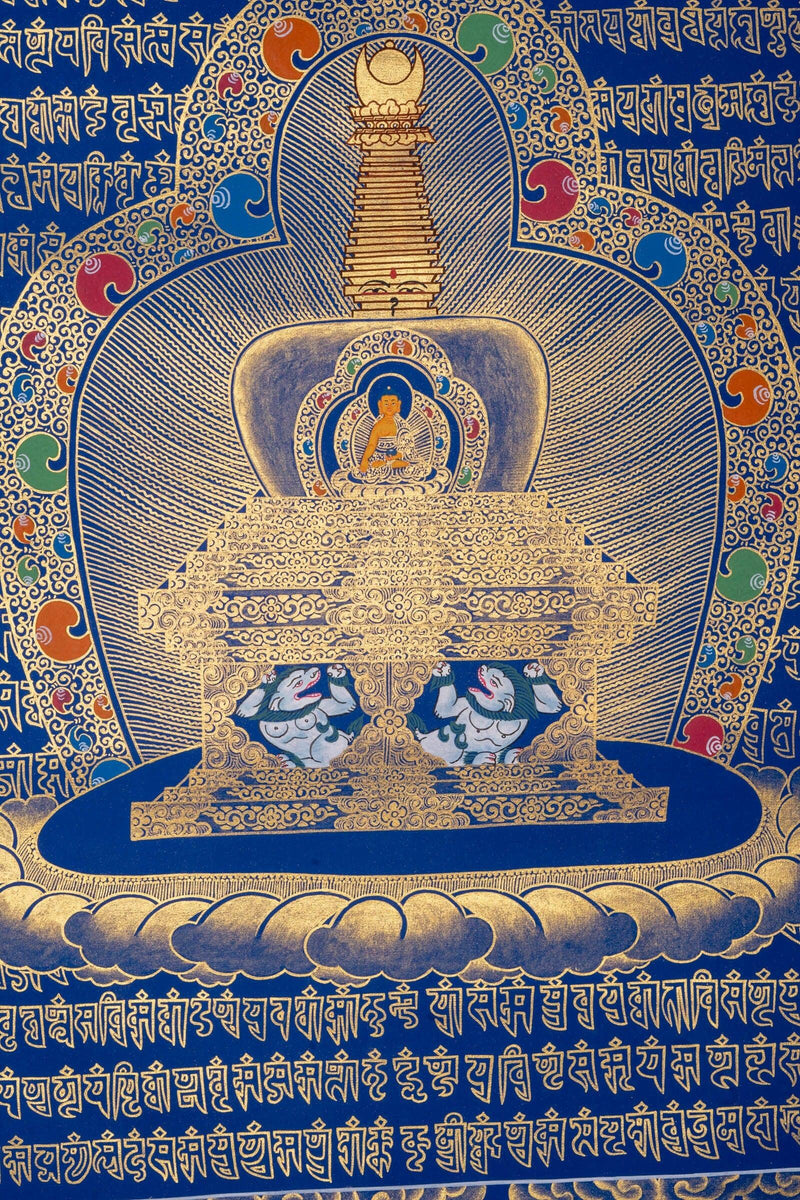 Stupa Mandala Thangka Painting with Shakyamuni Buddha - Himalayas Shop
