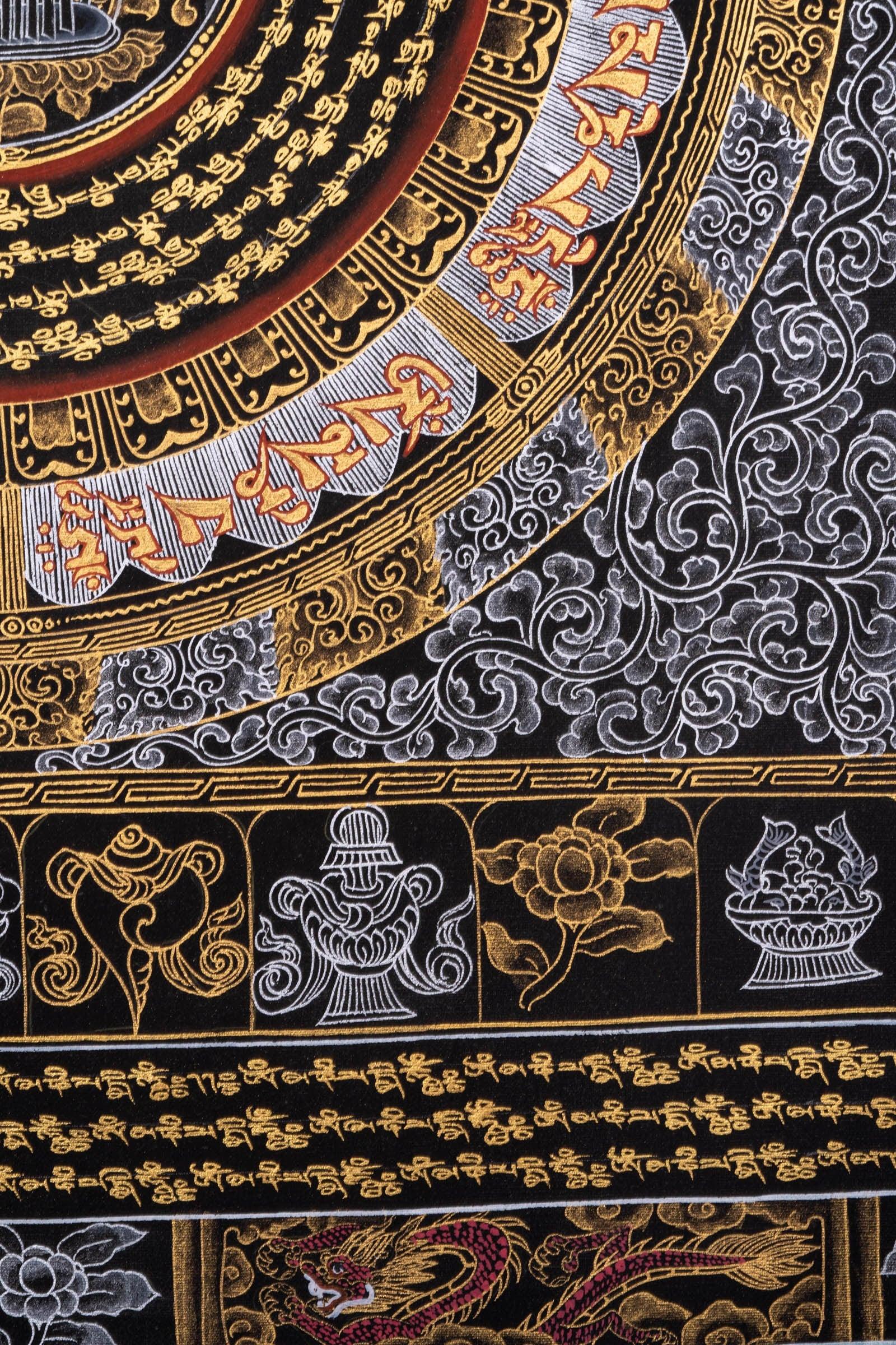 Mantra Mandala Thangka with Dragon Borders - Himalayas Shop