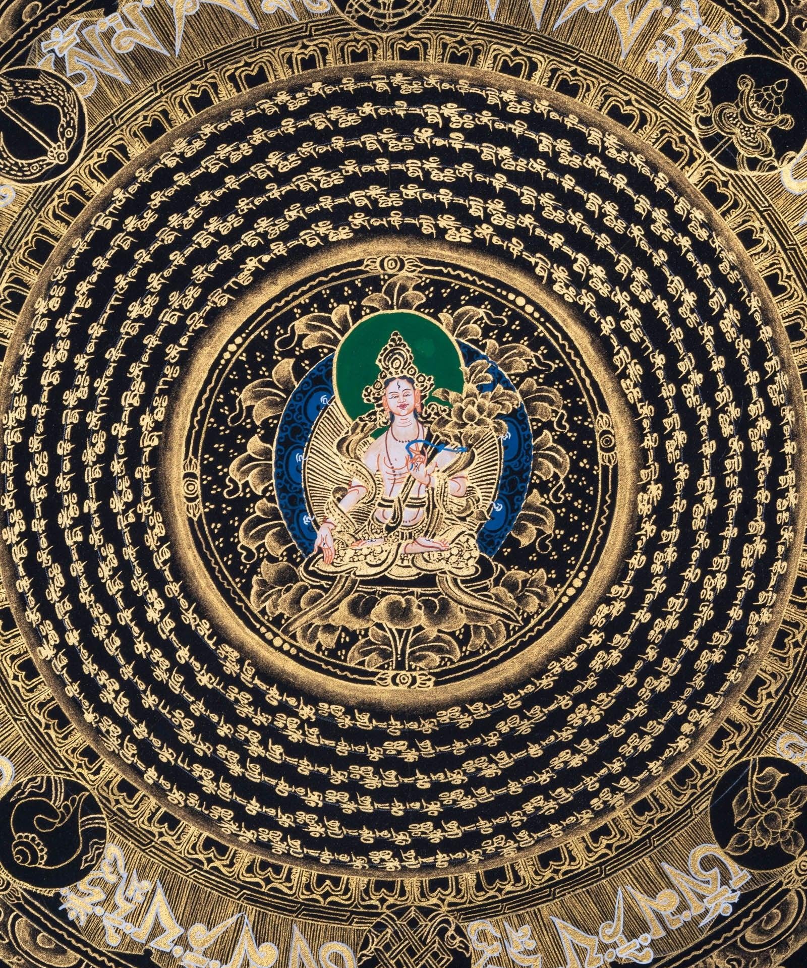 Mantra Mandala with White Tara Thangka Art - Himalayas Shop