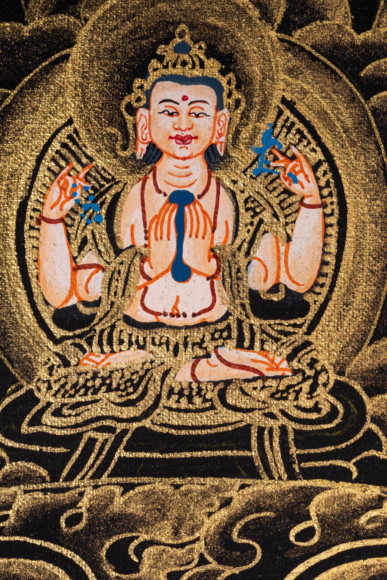 Chengresi Mantra Mandala Meditation Thangka - Himalayas Shop