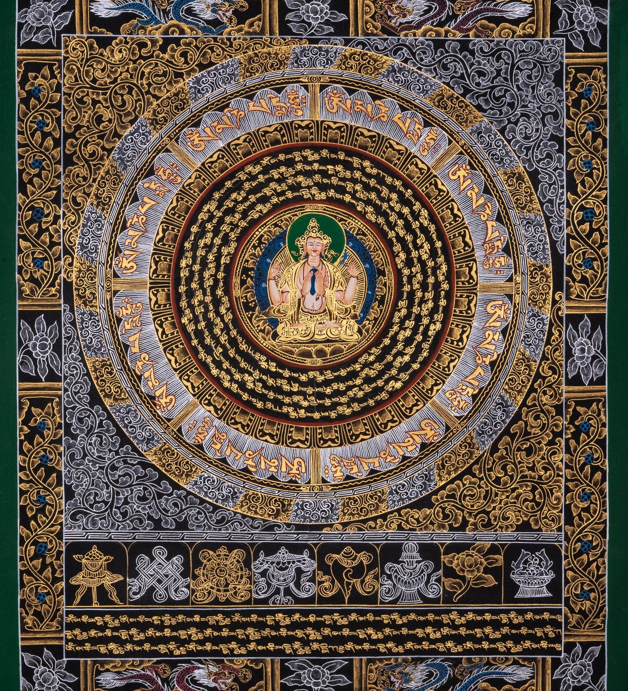 Chengresi Mantra Mandala Meditation Thangka