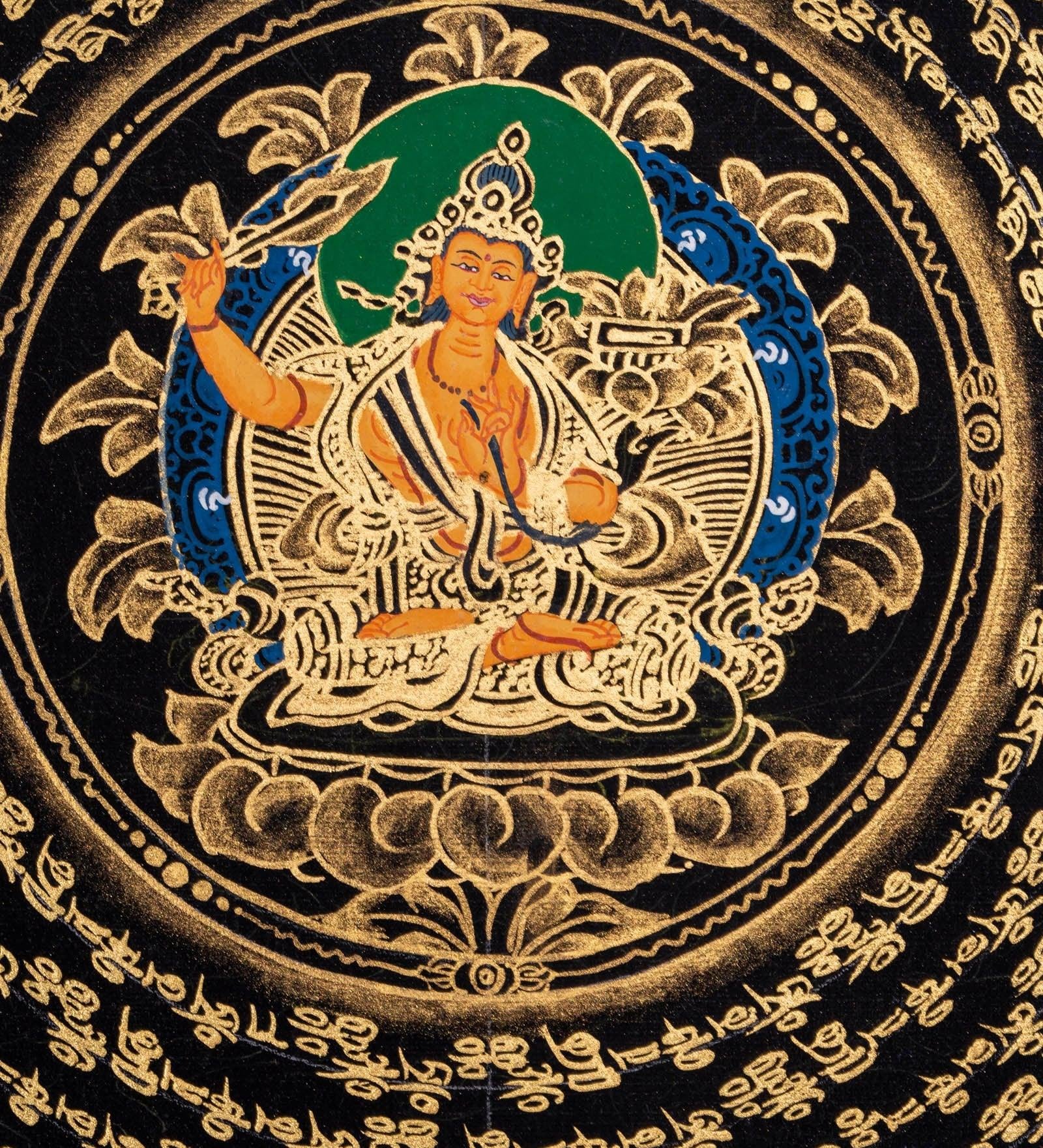 Om Mantra Mandala with Manjushri Thangka Painting - Himalayas Shop