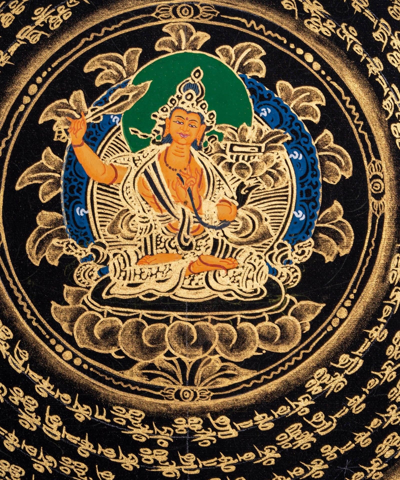 Om Mantra Mandala with Manjushri Thangka Painting - Himalayas Shop