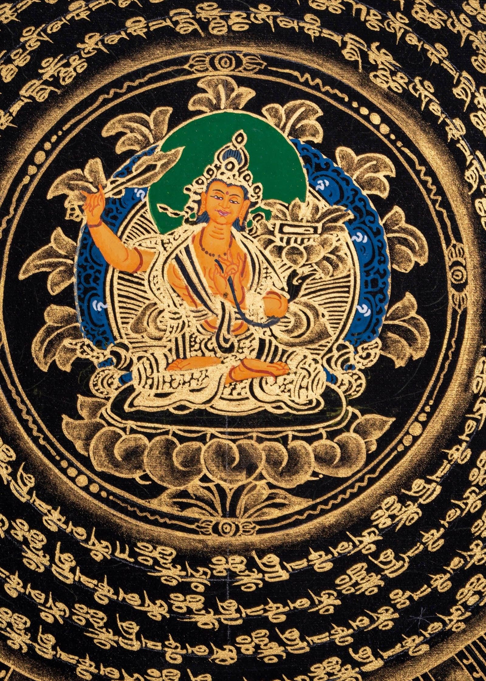 Om Mantra Mandala with Manjushri Thangka Painting - Himalayas Shop