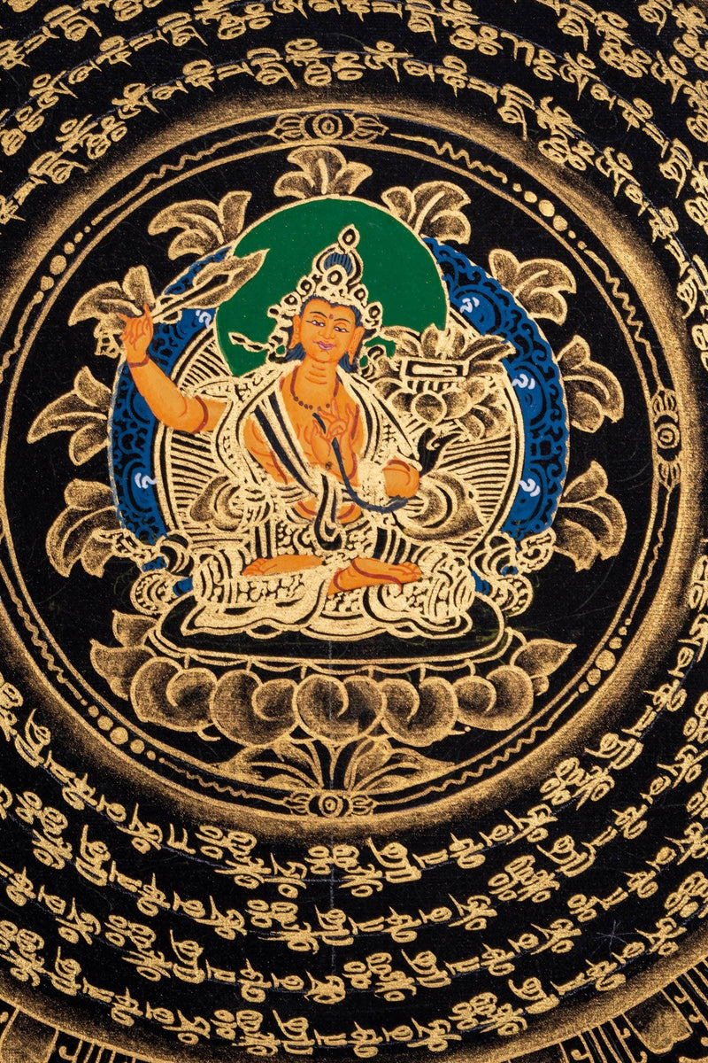 Om Mantra Mandala with Manjushri Thangka Painting - Himalayas Shop