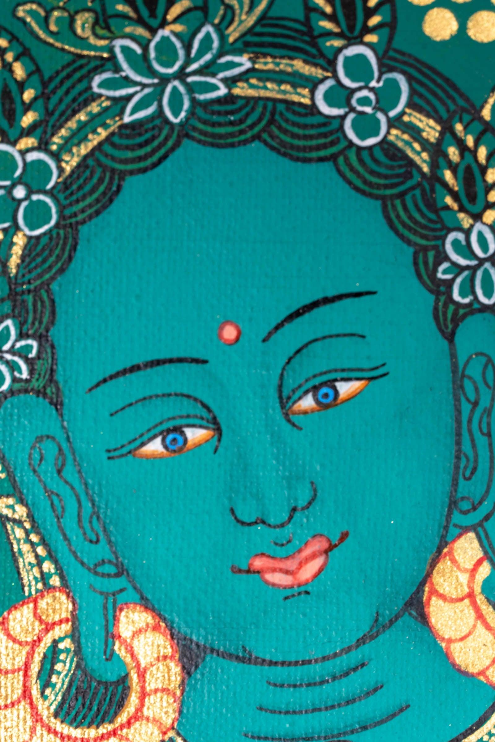 21 Green Tara Thangka Painting - Himalayas Shop