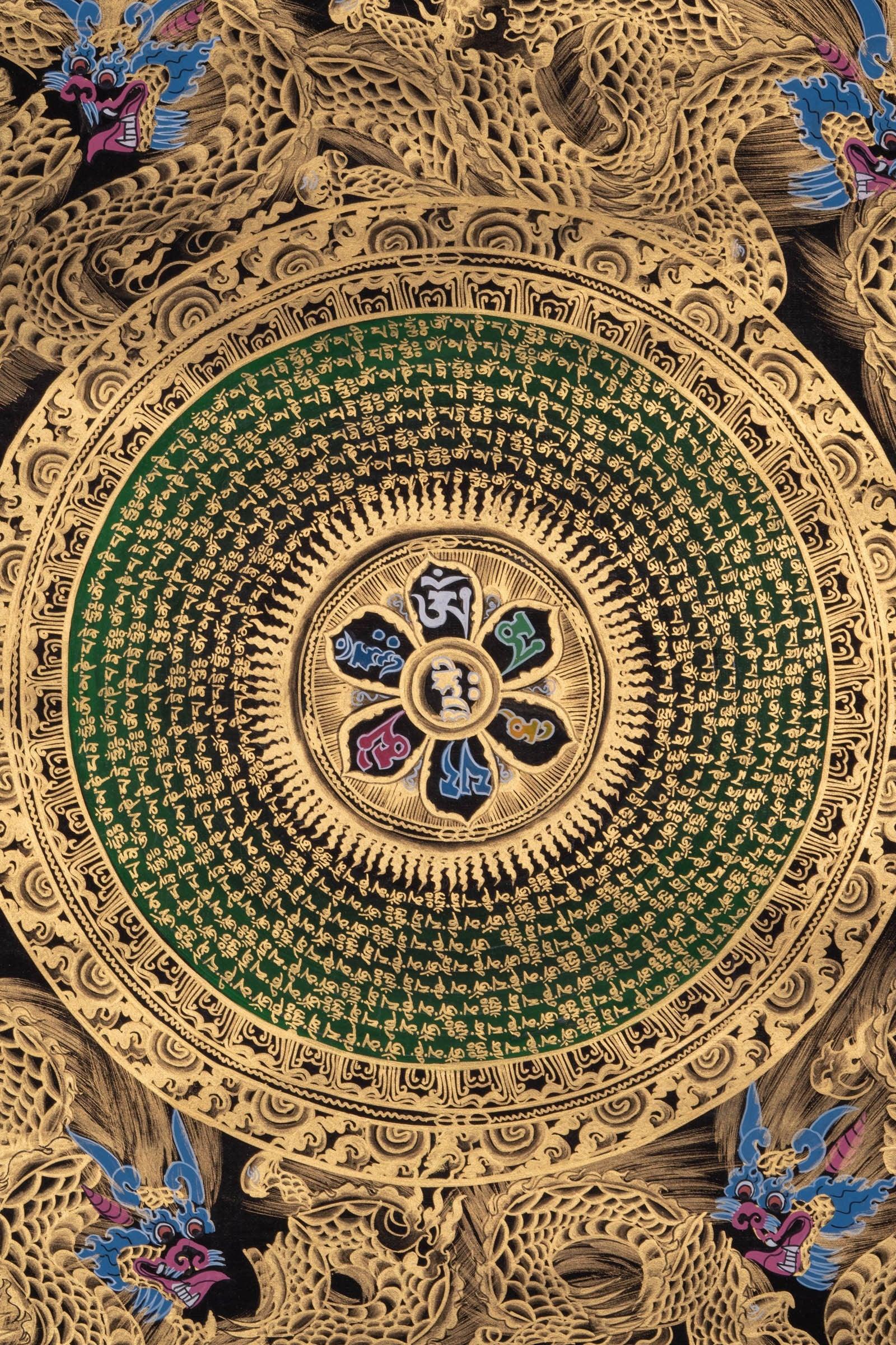 Mantra Mandala with Dragon Thangka - Himalayas Shop