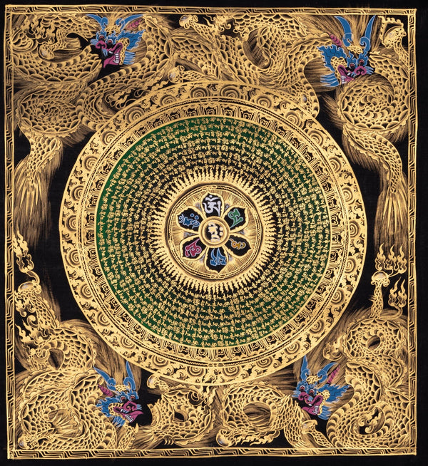 Mantra Mandala with Dragon Thangka - Himalayas Shop