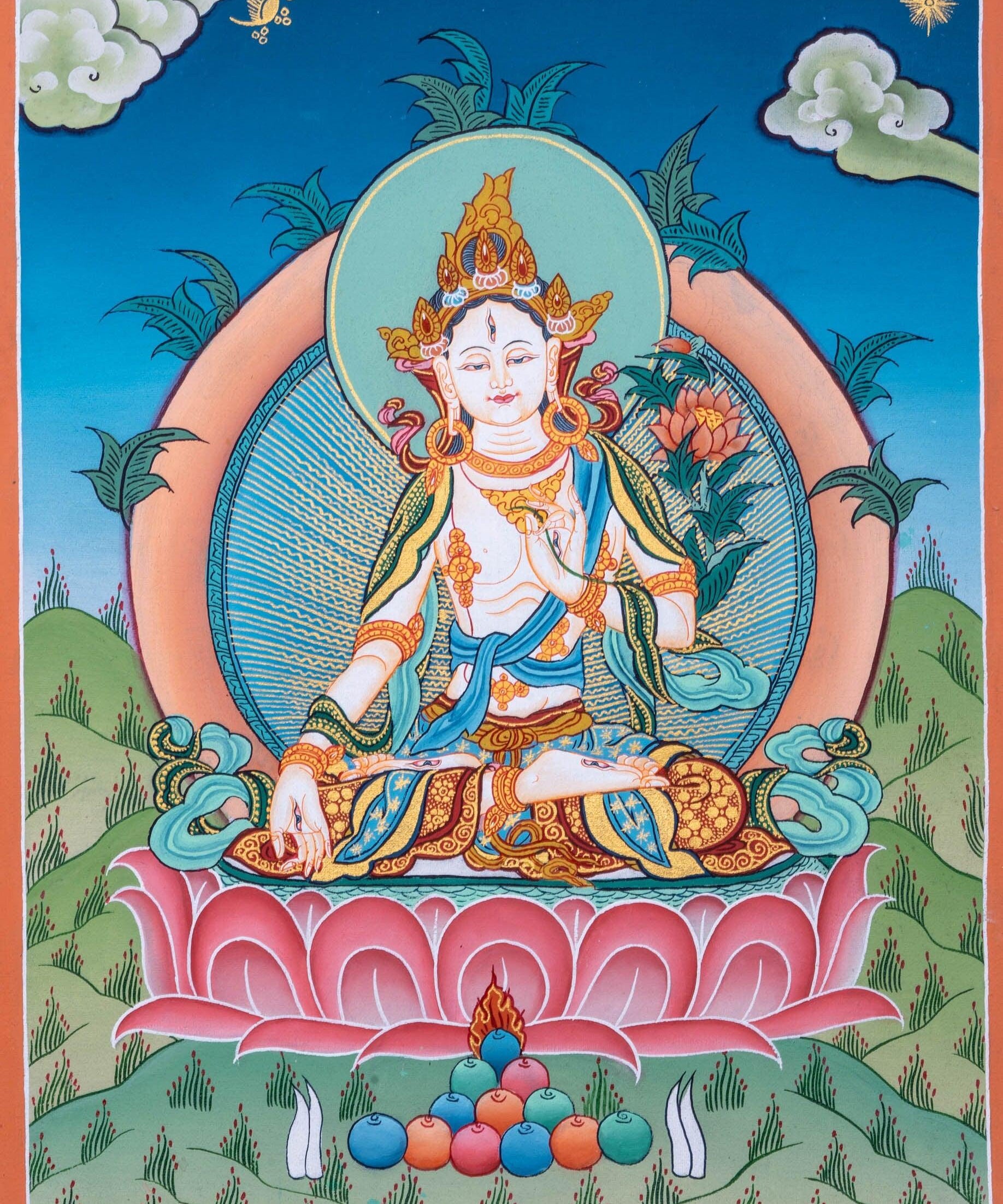 White Tara Thangka Painting - Himalayas Shop