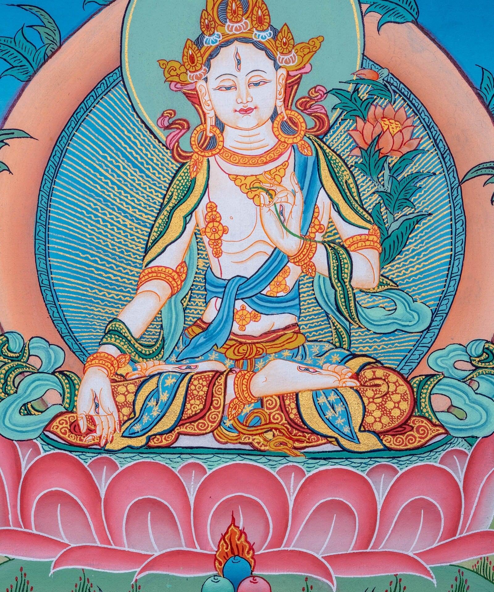 White Tara Thangka Painting - Himalayas Shop