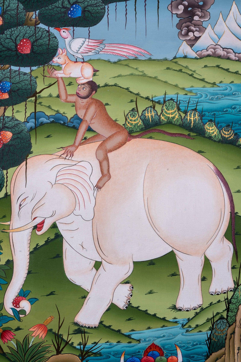 4 Harmonious Friends - Premium Thangka Painting - Himalayas Shop
