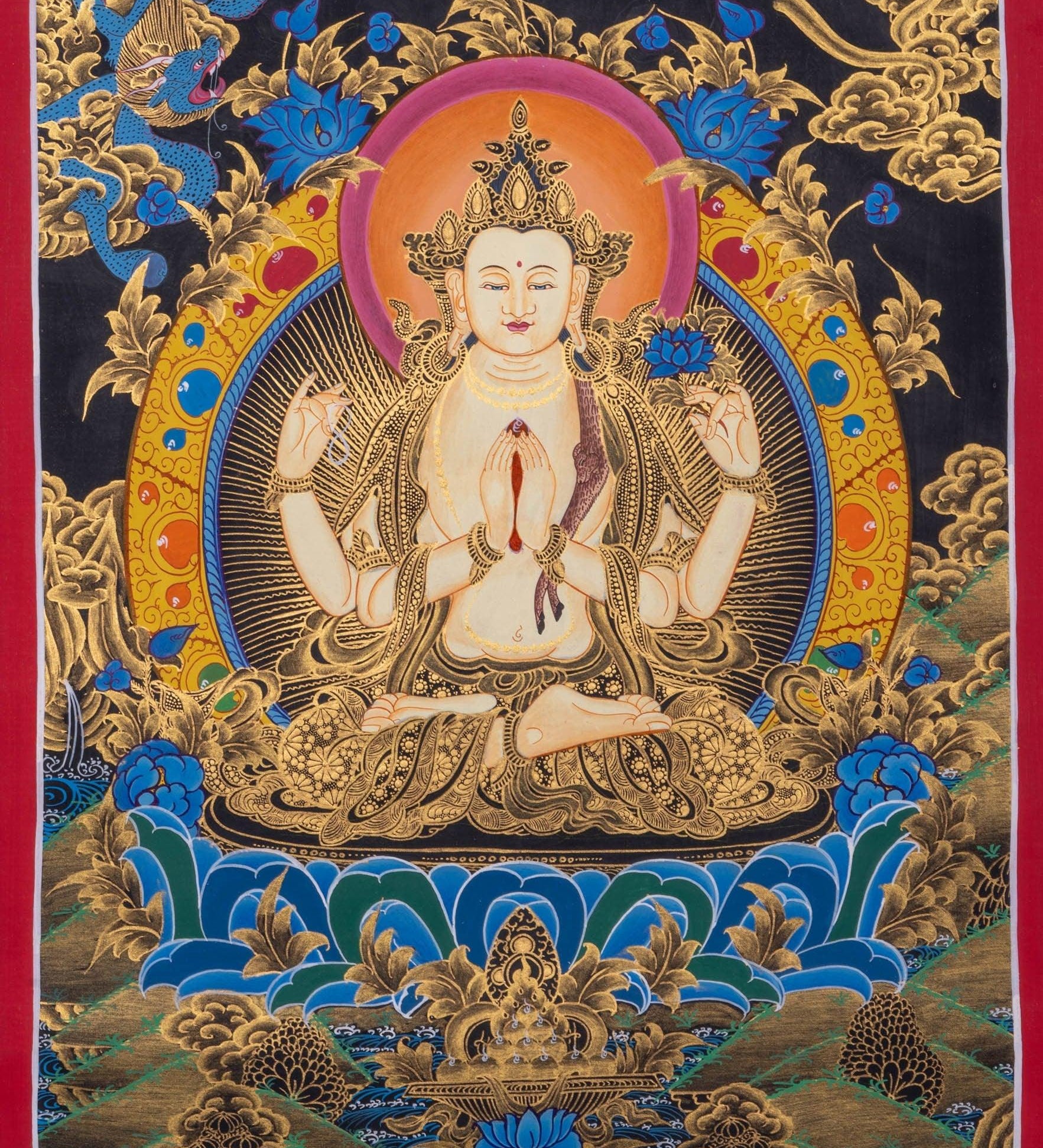 Thangka Art of Chengresi Boddhisattva - Himalayas Shop