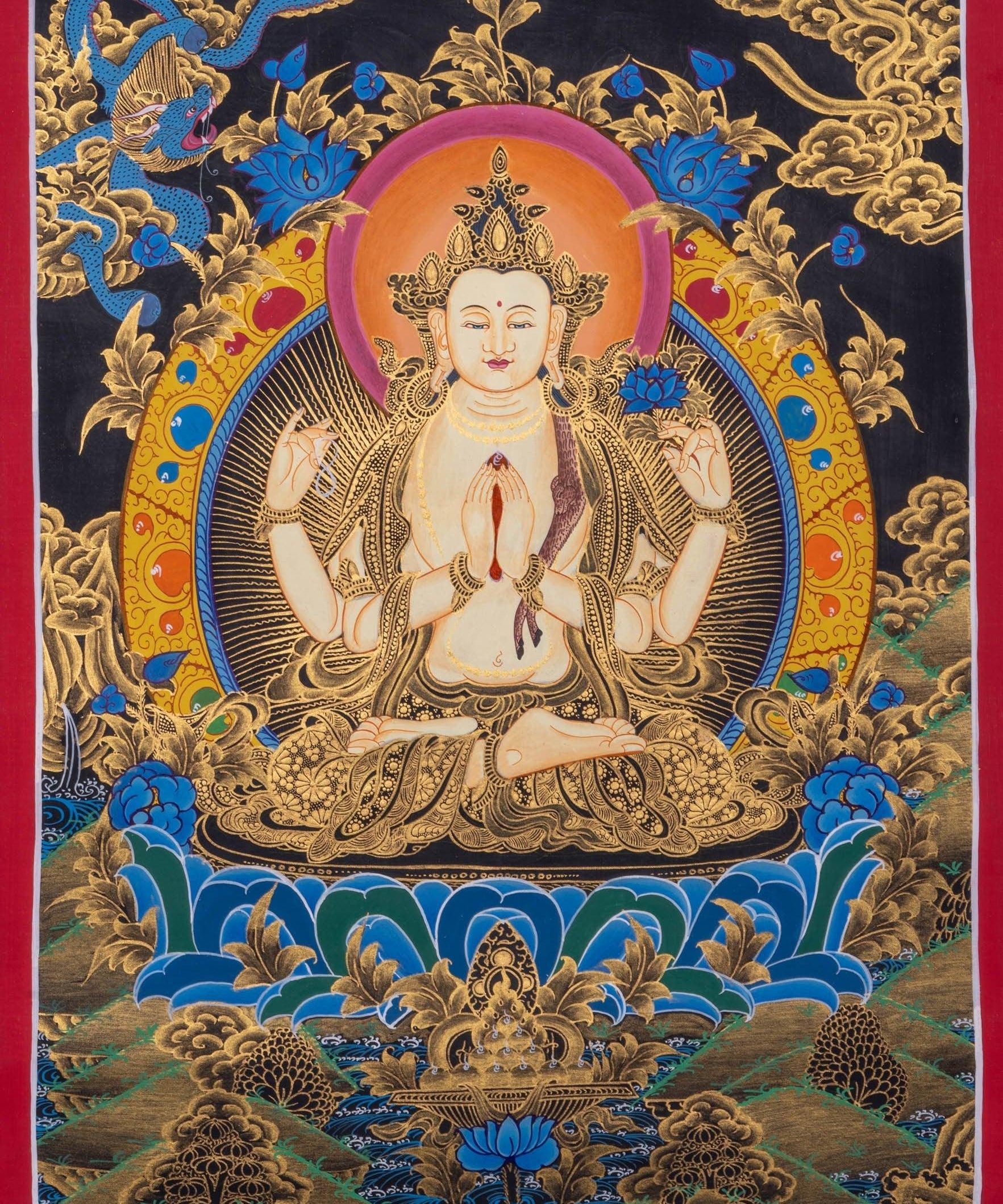 Thangka Art of Chengresi Boddhisattva - Himalayas Shop