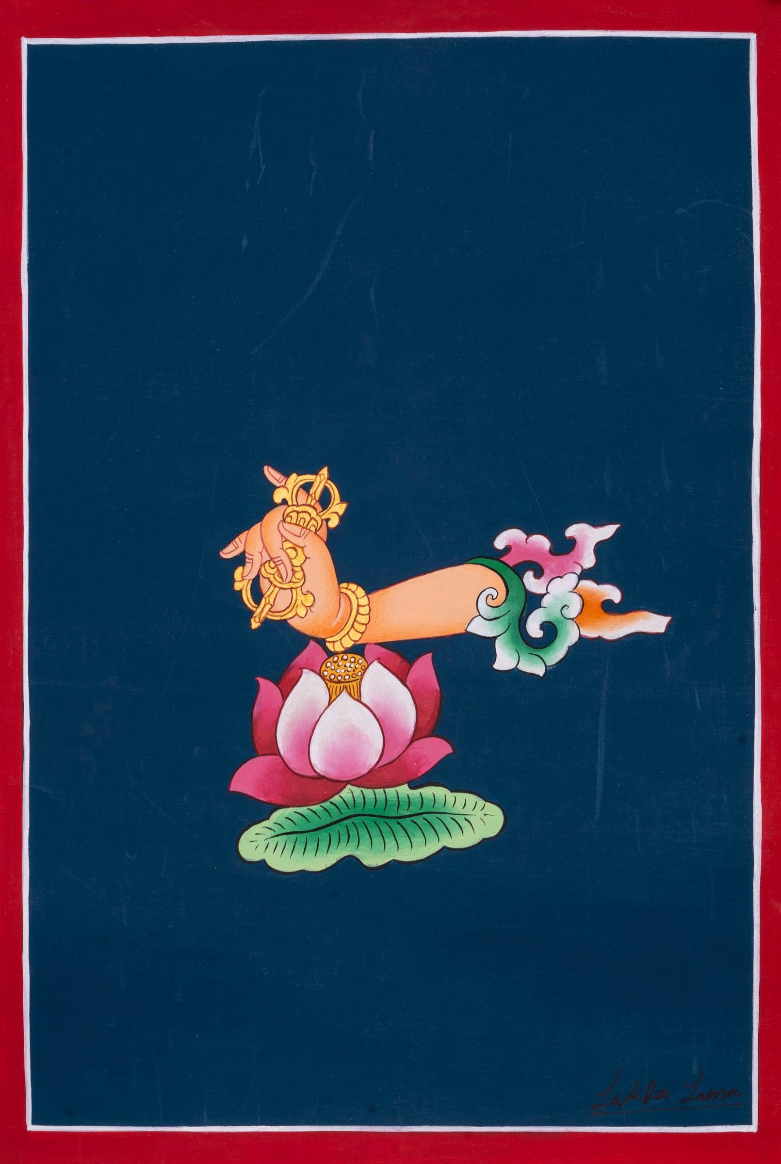 Guru Rinpoche Hand Gesture Thangka Painting - Himalayas Shop