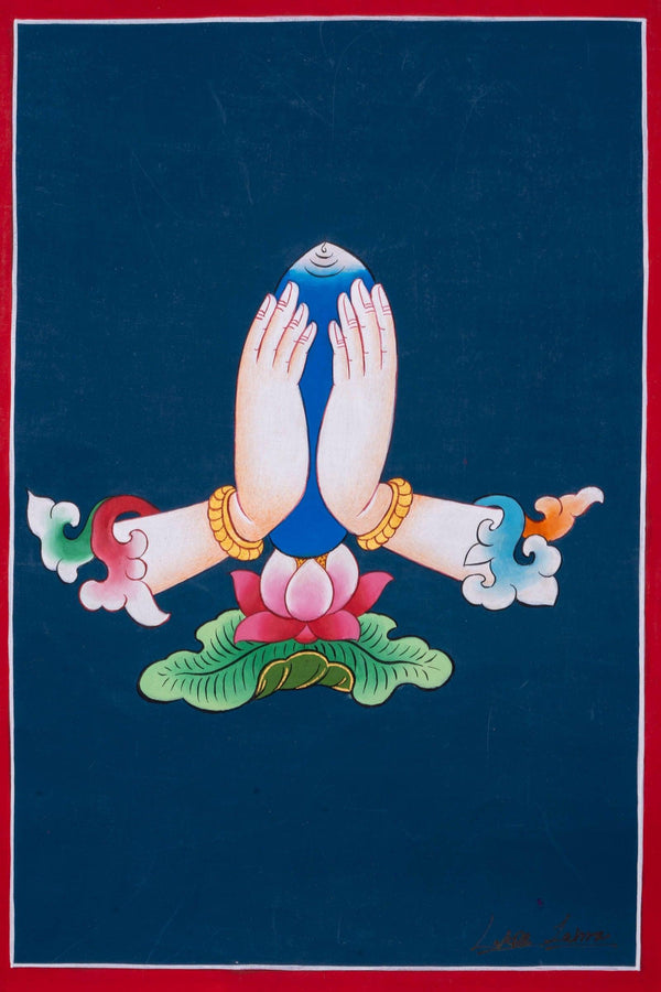 Chengresi Bodhisattva Hand Gesture Thangka Painting - Himalayas Shop