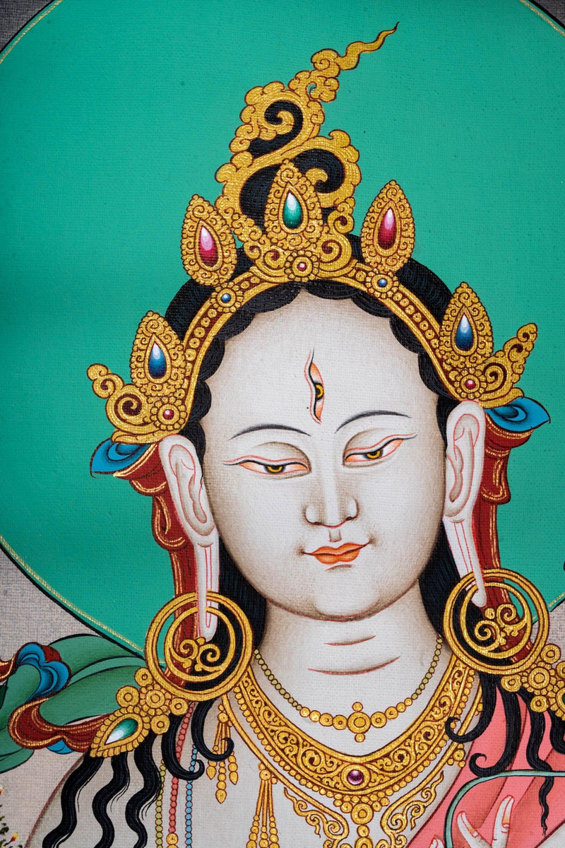 White Tara Tibetan Thangka Art