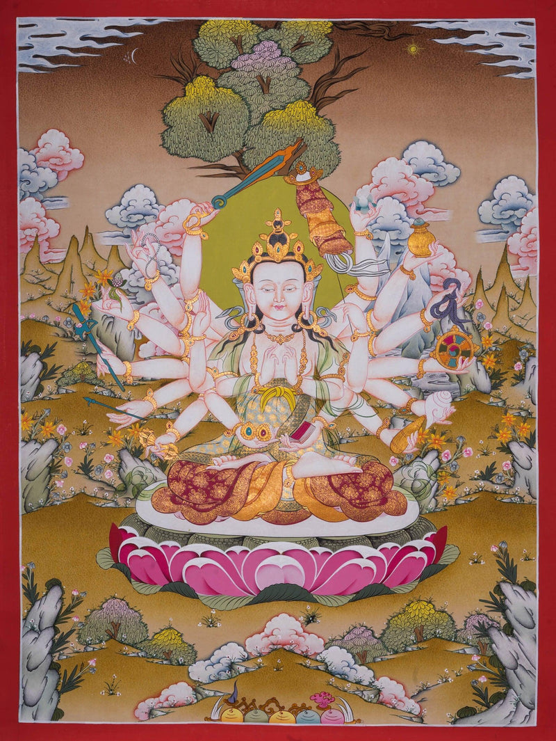 Cundi or Maha Chundi Thangka Painting - Himalayas Shop