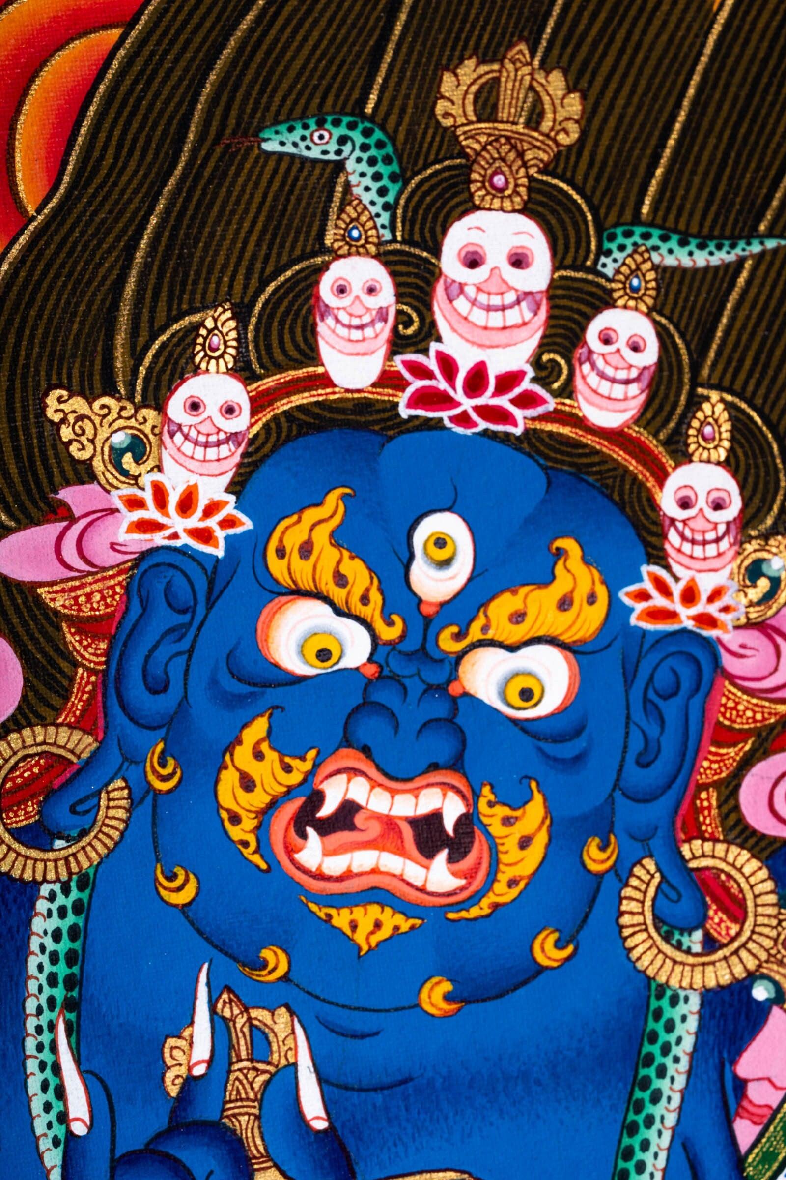 Mahakala with 6 Arm Thangka Painting