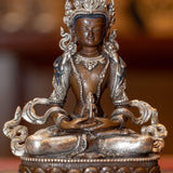 Vajrasattwa silver plated statue on bronze is handcrafted by local artesian from Nepal