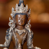 Vajrasattwa silver plated statue on bronze is handcrafted by local artesian from Nepal
