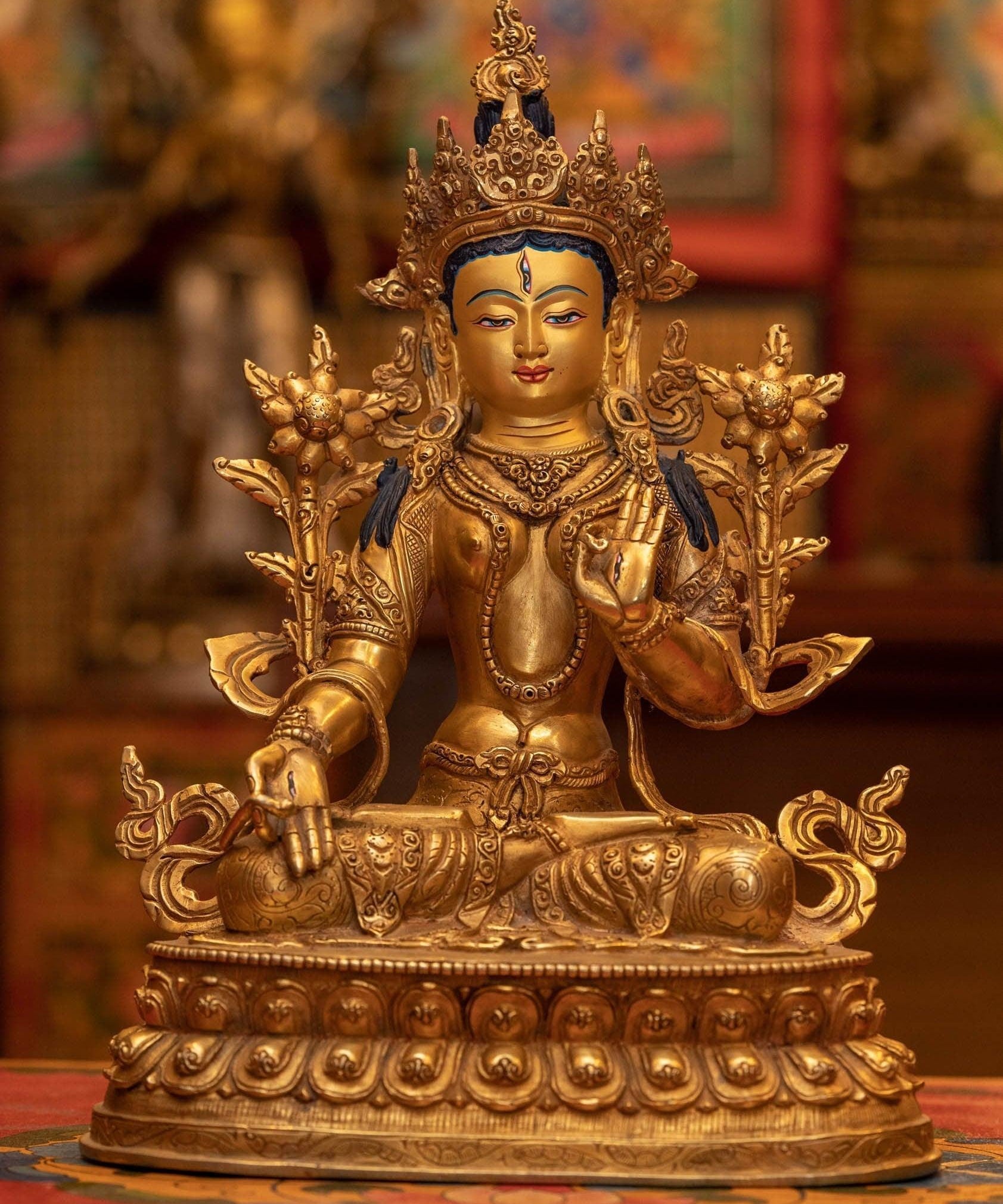 White Tara Silver Plated Statue ( Arya Statue) - Himalayas Shop