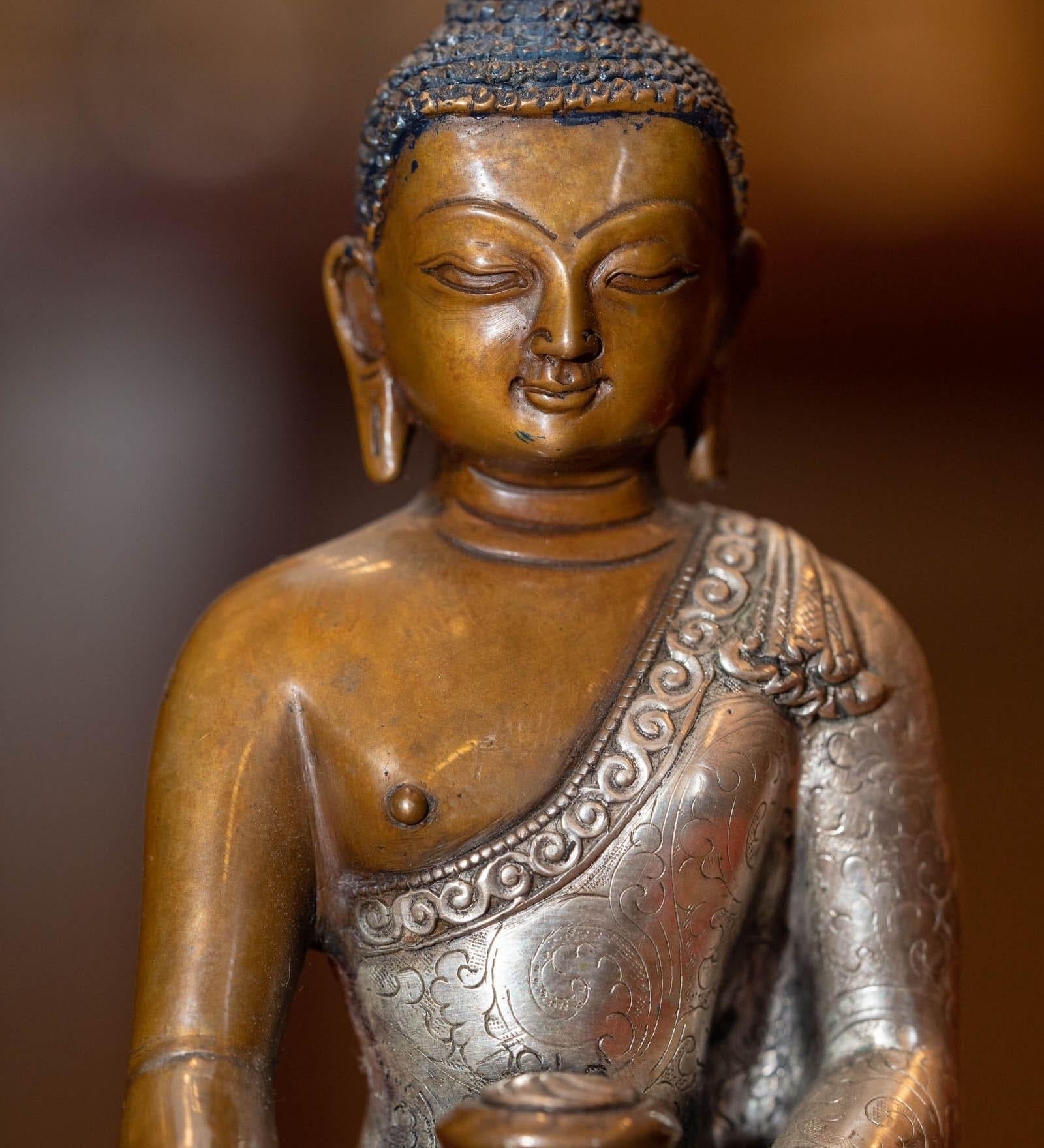 Buddha Statue silver plated handmade 