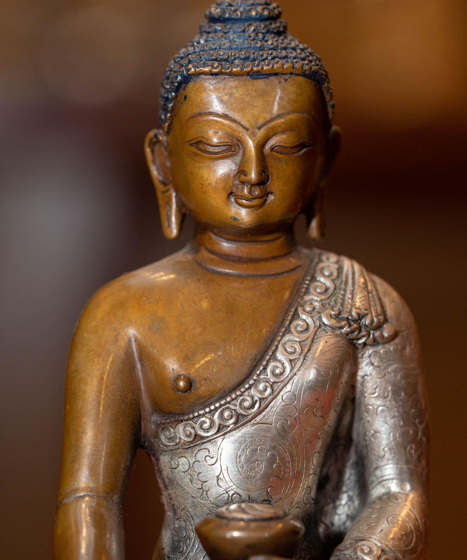 Buddha Statue silver plated handmade 
