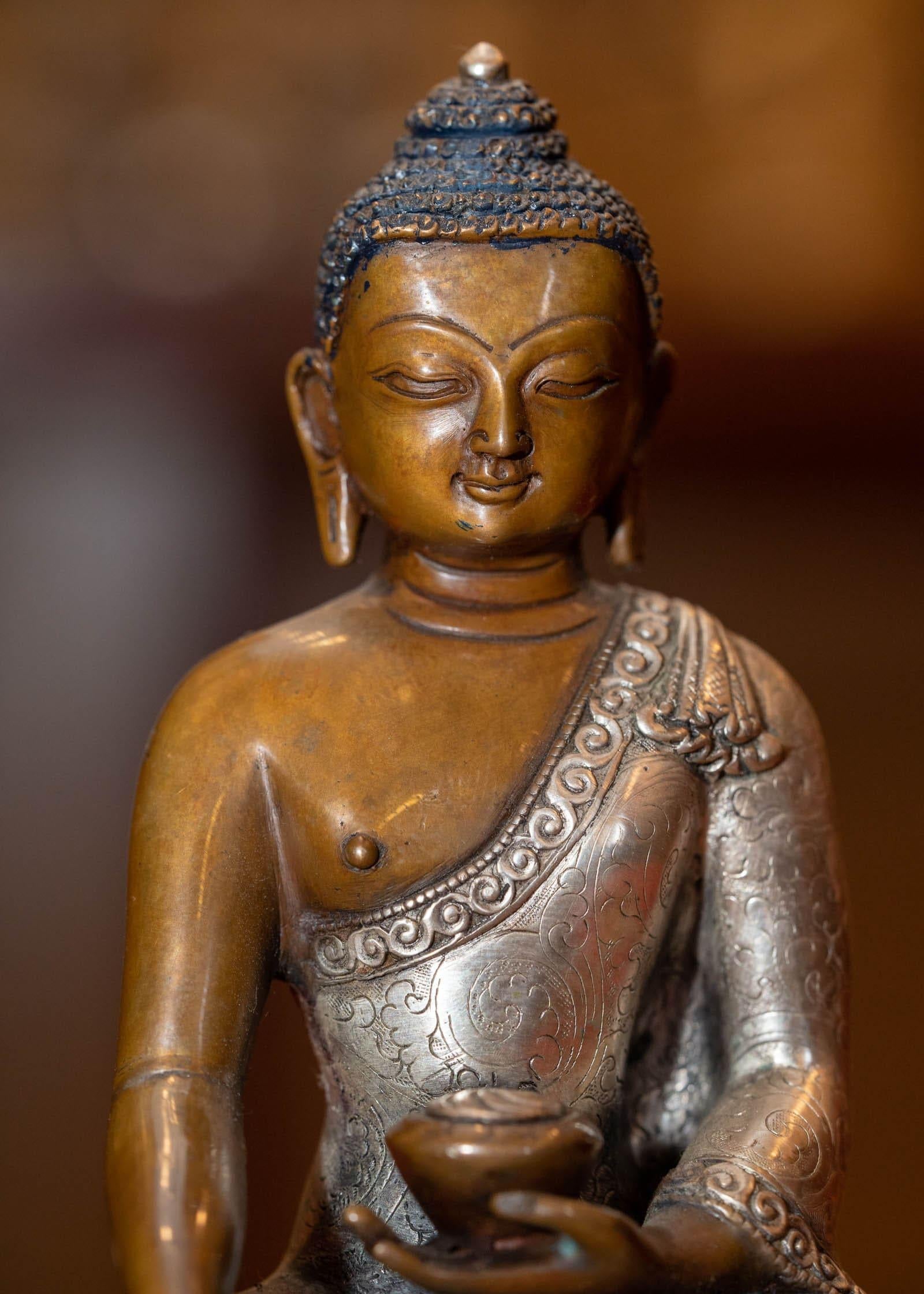 Buddha Statue silver plated handmade 