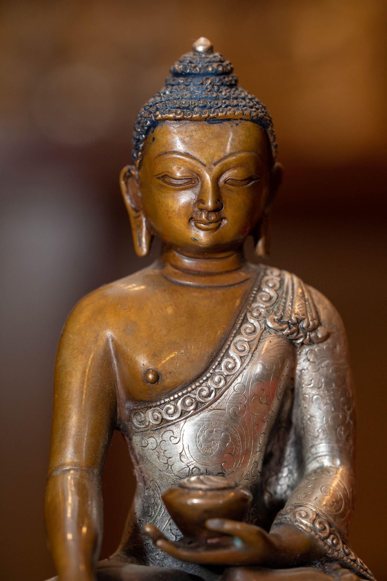Buddha Statue silver plated handmade 