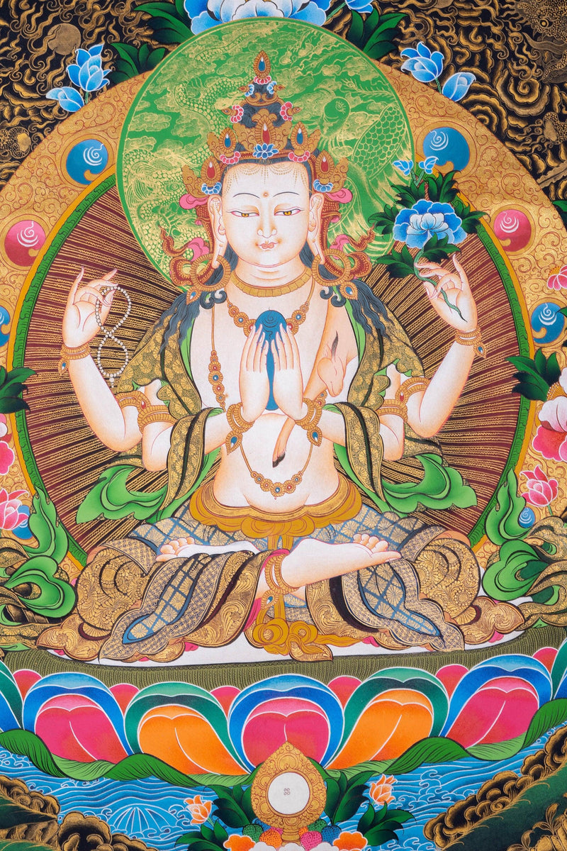 Chengresi Bodhisattva Thangka Painting - Himalayas Shop