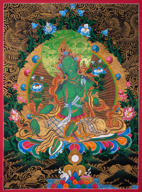 Green Tara Thangka - Himalayas Shop